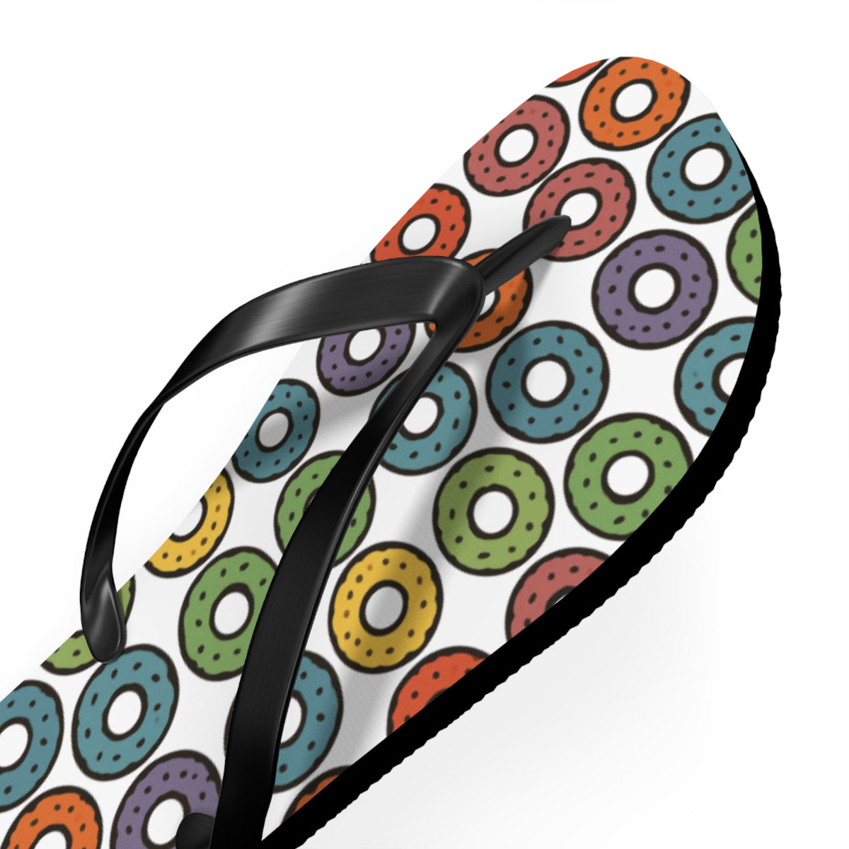 Donut Pattern Flip Flops — Colorful Retro Pool & Beach Sandals