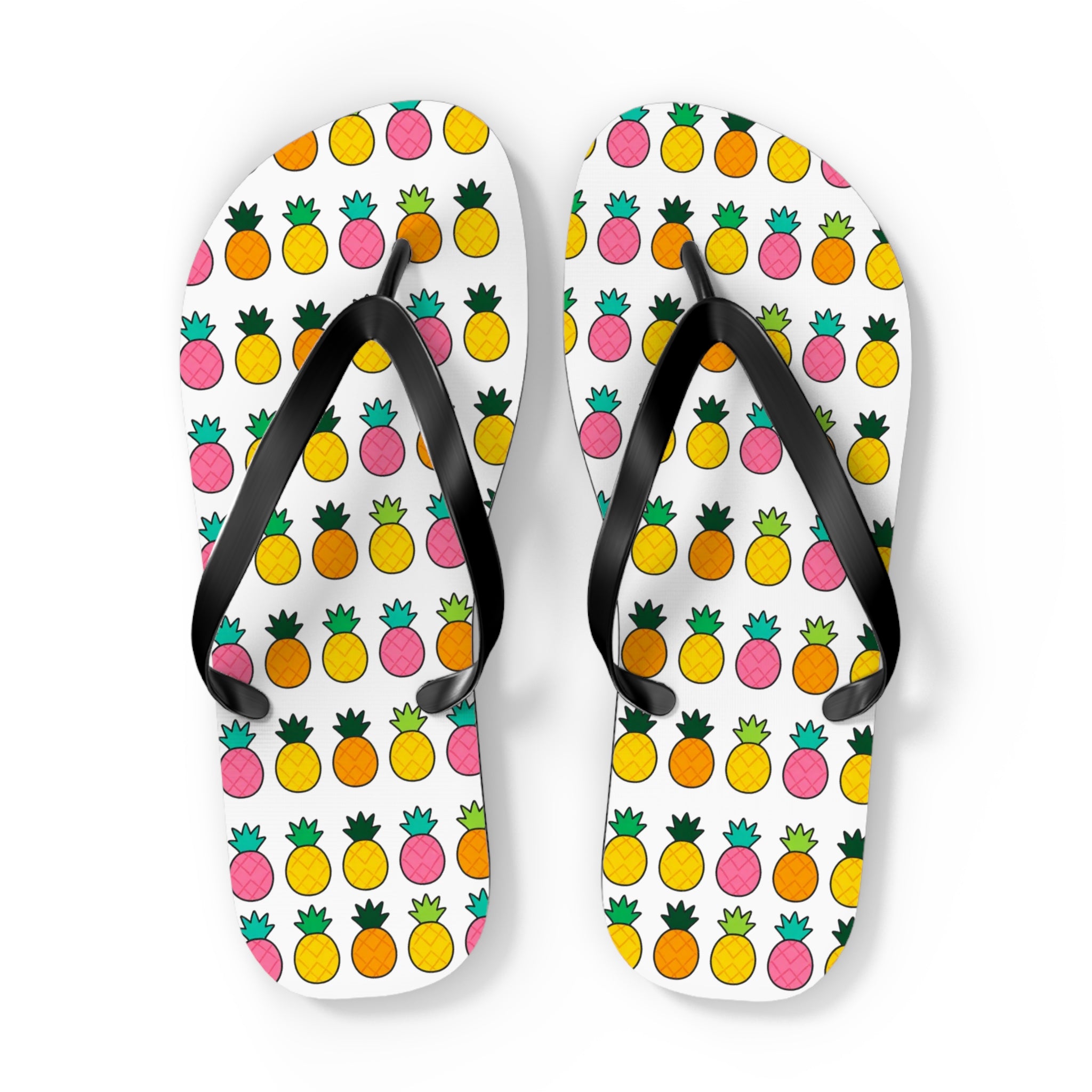 Pineapple Pattern Flip Flops — Colorful Tropical Beach Sandals