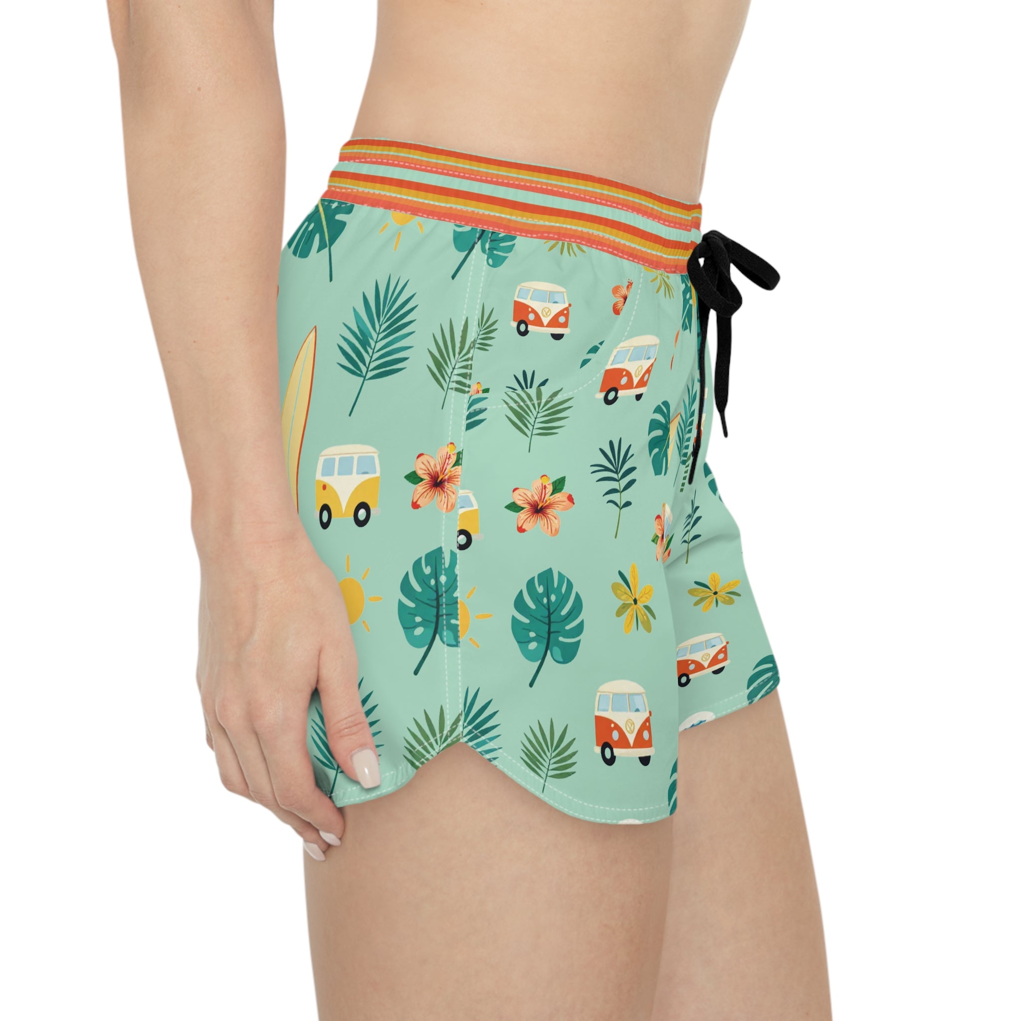 Women's Surf Van Beach Shorts — Tropical Hibiscus AOP