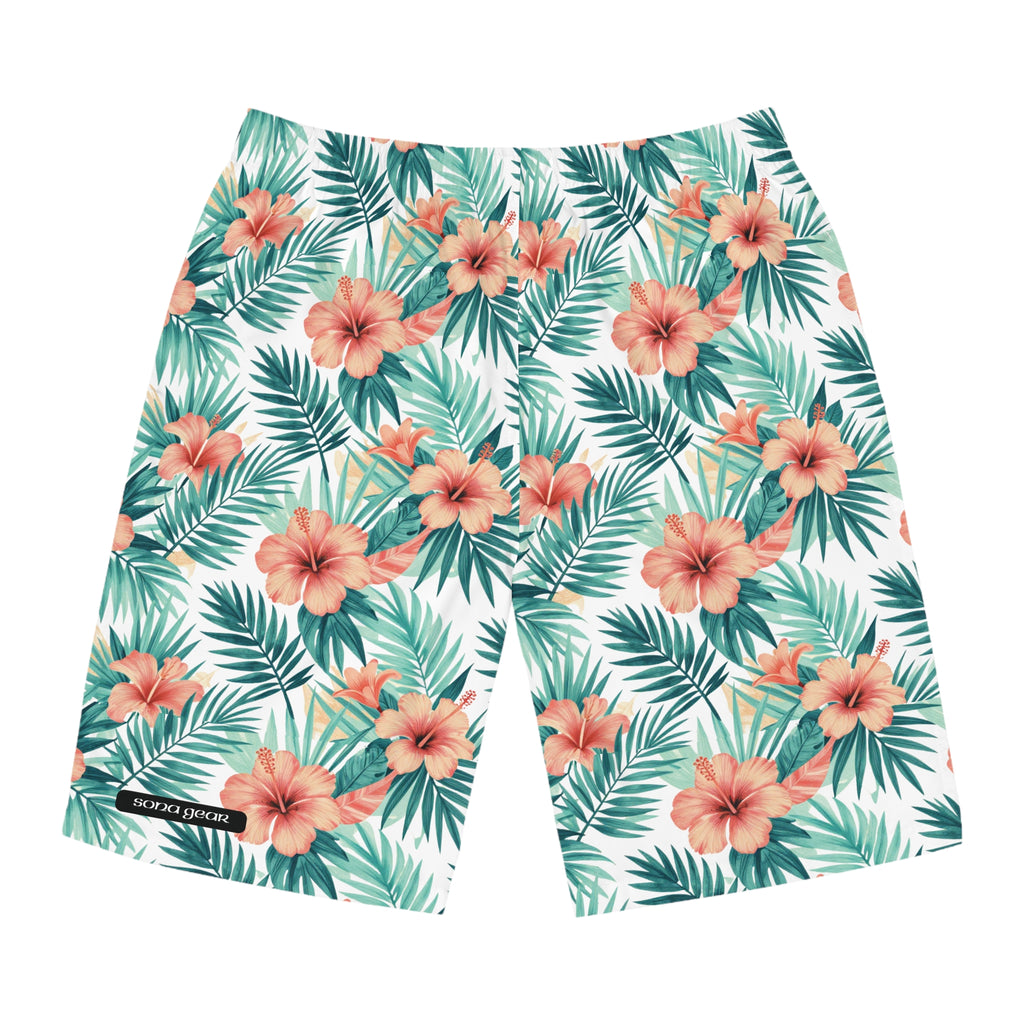 Tropical Hibiscus Board Shorts — Men's Floral Swim Trunks