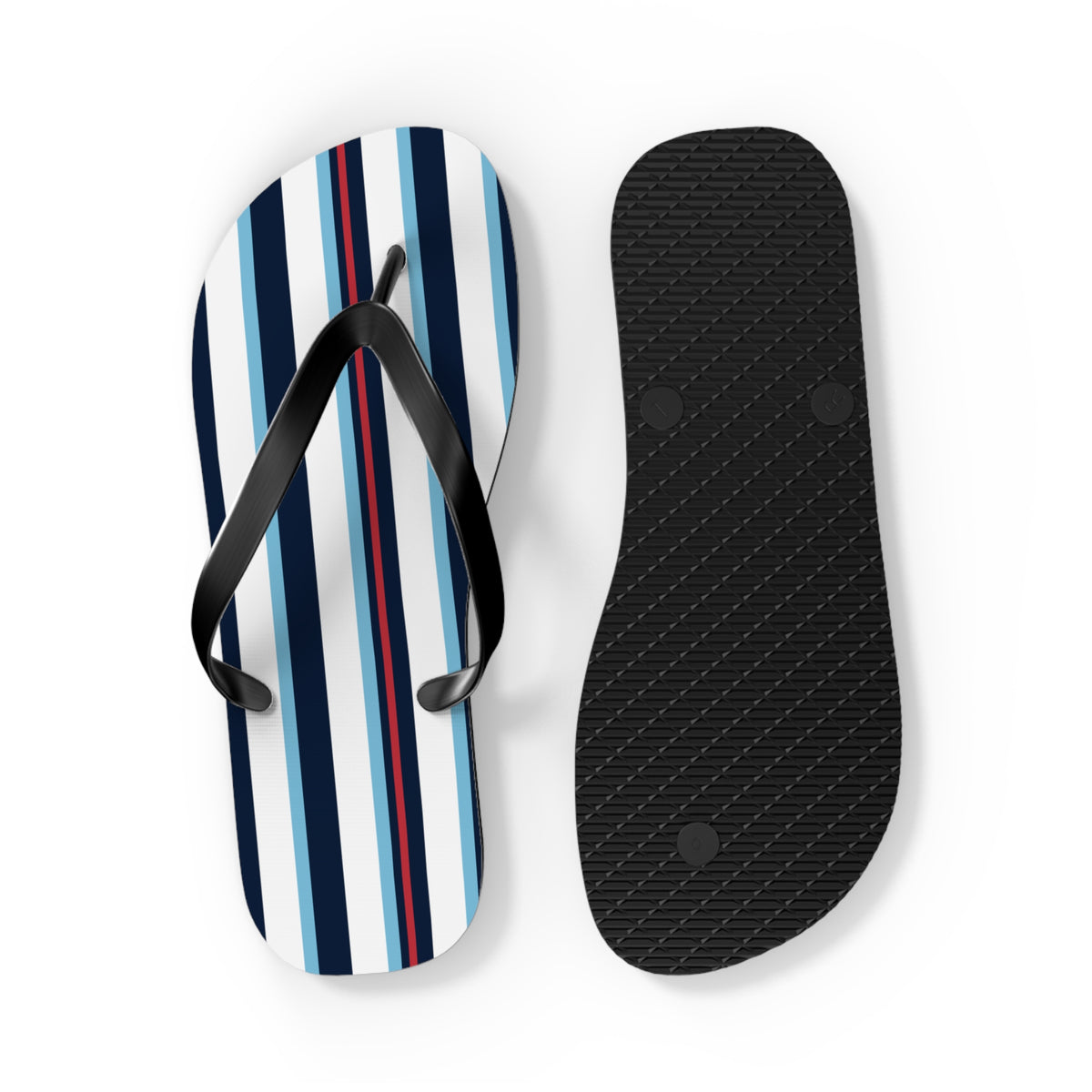 Navy & Red Striped Flip Flops – Beach Sandals with Classic Nautical Stripes