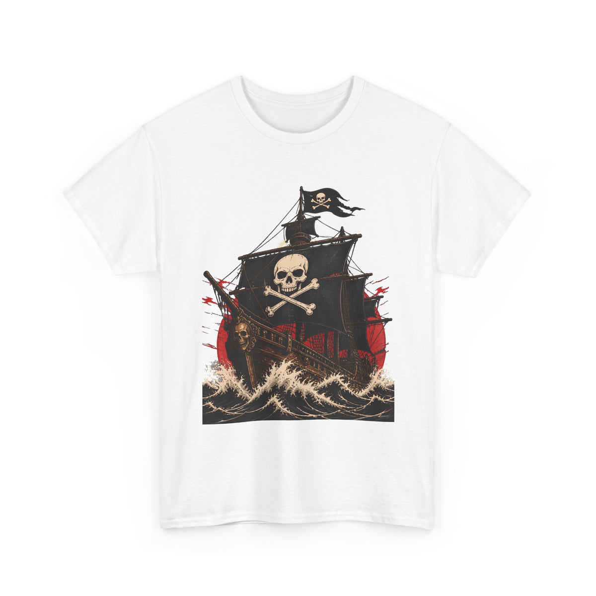 Skull & Crossbones Pirate Ship Tee | Sailing Skull Ship Graphic Shirt