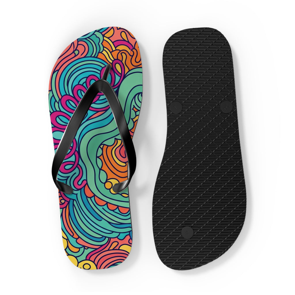Colorful Swirl Flip Flops — Vibrant Abstract Beach Sandals
