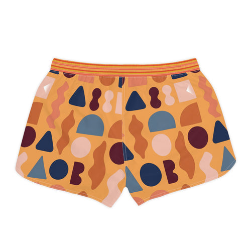Abstract Shapes Women's Casual Shorts — Retro Geometric Print Summer Lounge Shorts