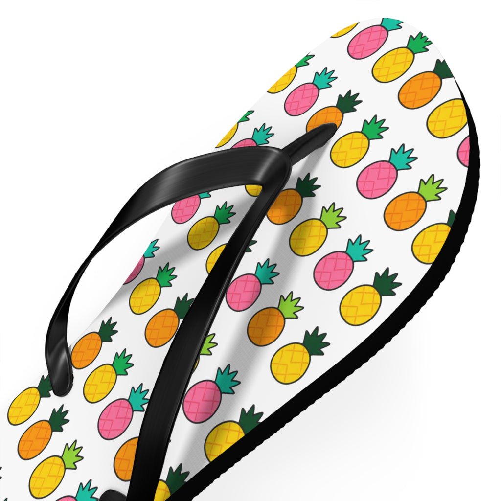 Pineapple Pattern Flip Flops — Colorful Tropical Beach Sandals