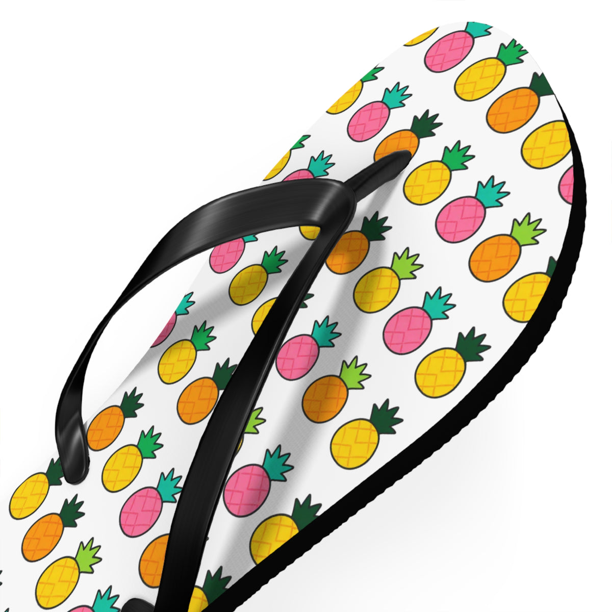 Pineapple Pattern Flip Flops — Colorful Tropical Beach Sandals