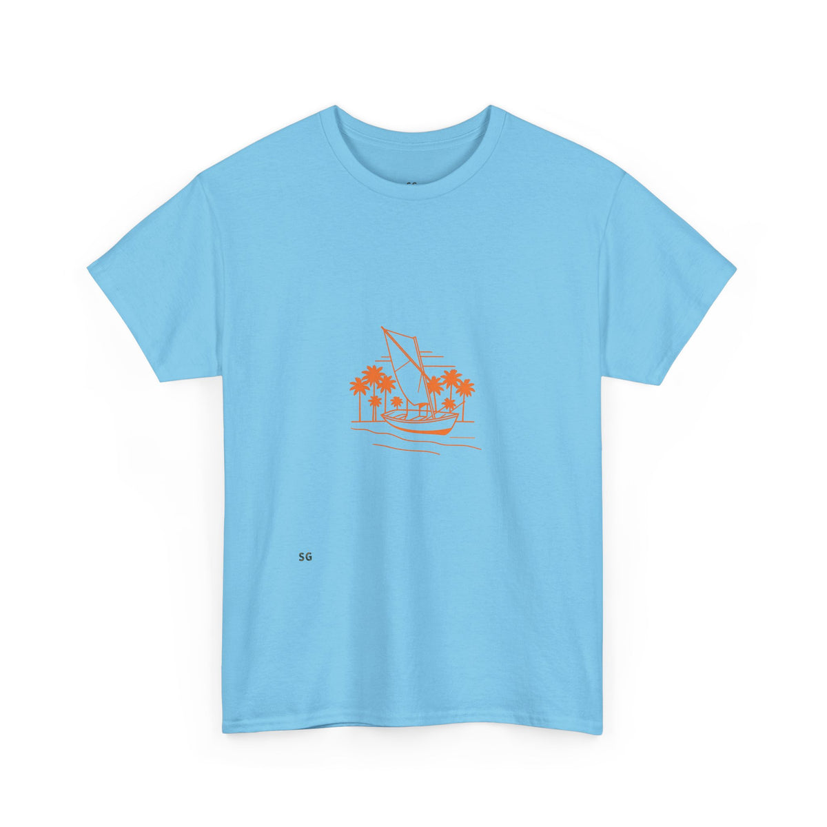 Sailboat Palm Beach T-Shirt — Minimal Coastal Graphic Tee