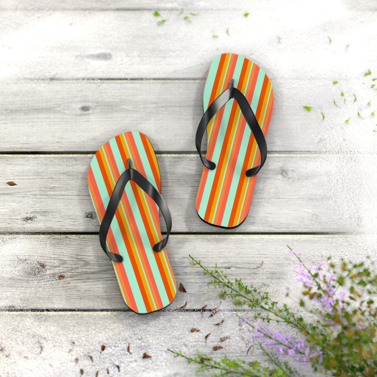 Retro Stripe Flip Flops – Colorful Beach Sandals