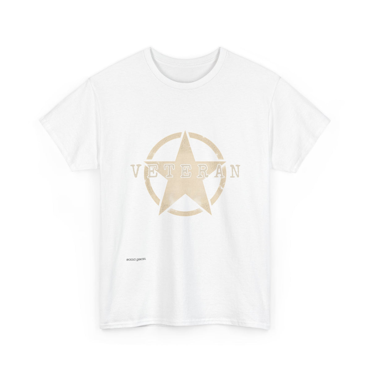 Vintage Star Emblem Tee | Distressed Beige Military Star Design