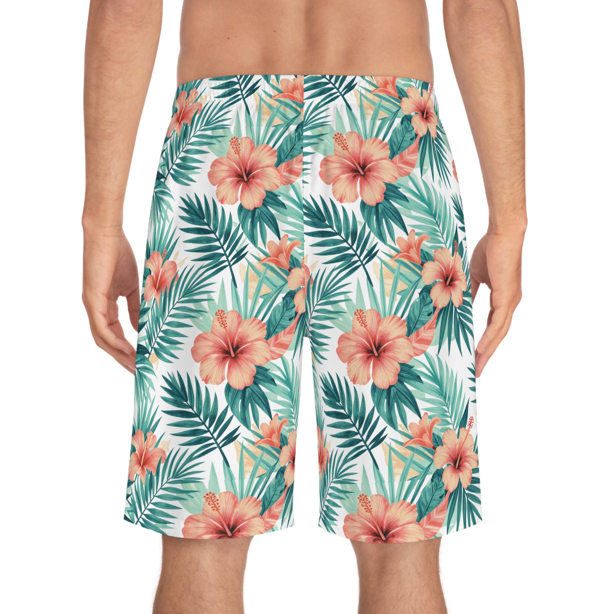Tropical Hibiscus Board Shorts — Men's Floral Swim Trunks