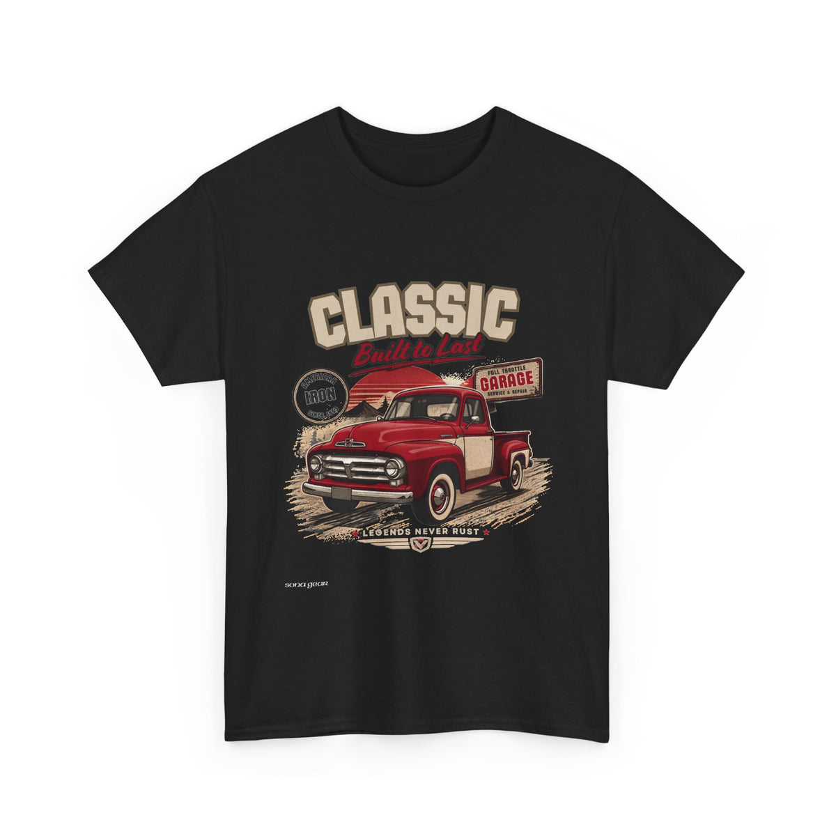 Classic Red Vintage Pickup Truck Tee | Retro Garage Illustration