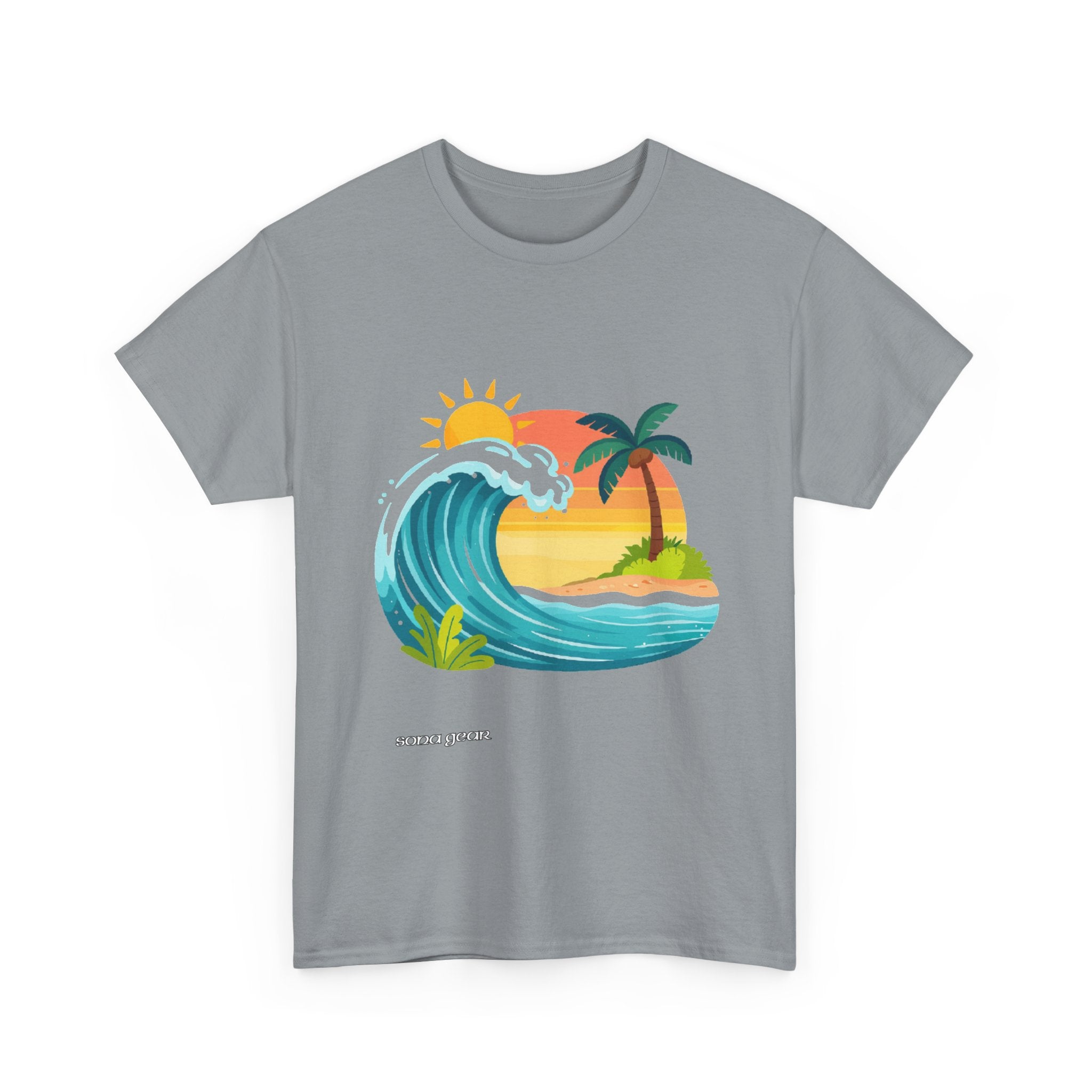 Tropical Wave Sunset Tee | Palm Tree Beach Surf Graphic