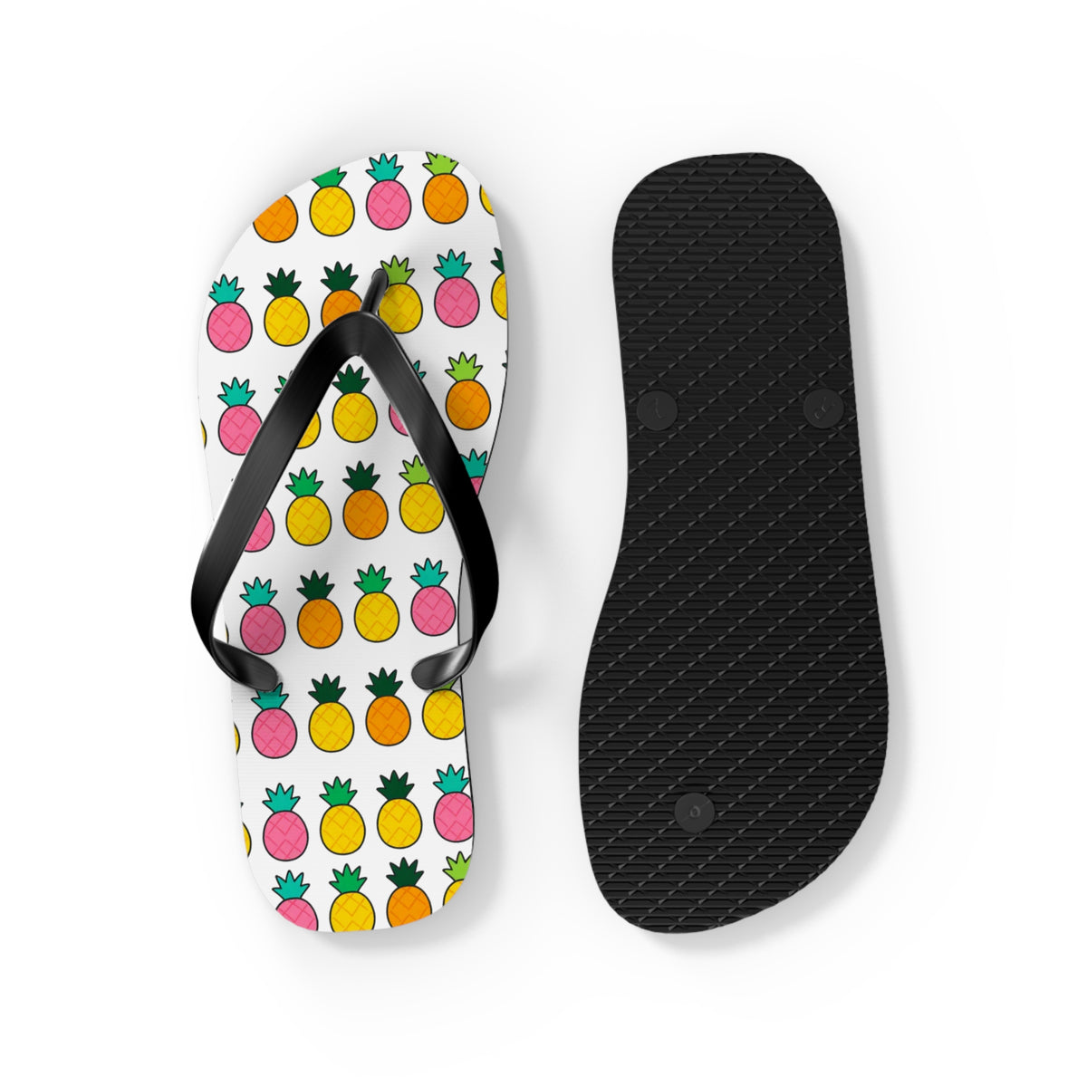 Pineapple Pattern Flip Flops — Colorful Tropical Beach Sandals