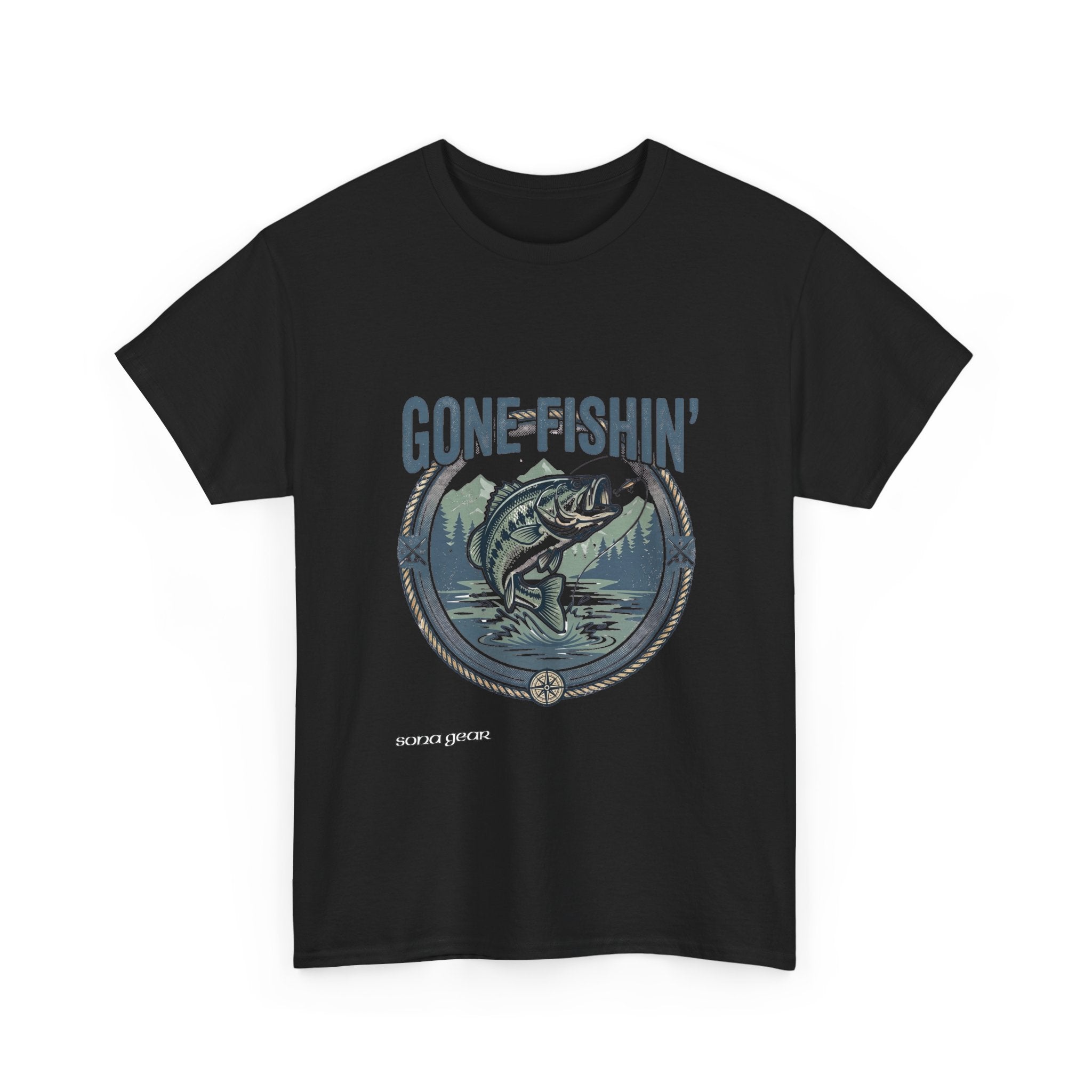 Gone Fishin' bass graphic Tee | Fishing shirt, outdoors lake design