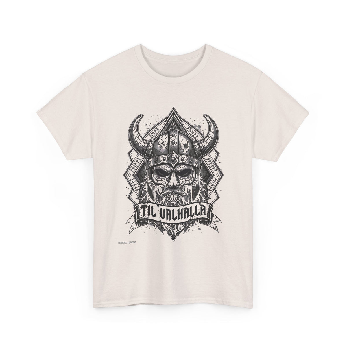 Viking Skull Helmet 'Til Valhalla T-Shirt | Norse Warrior Tee