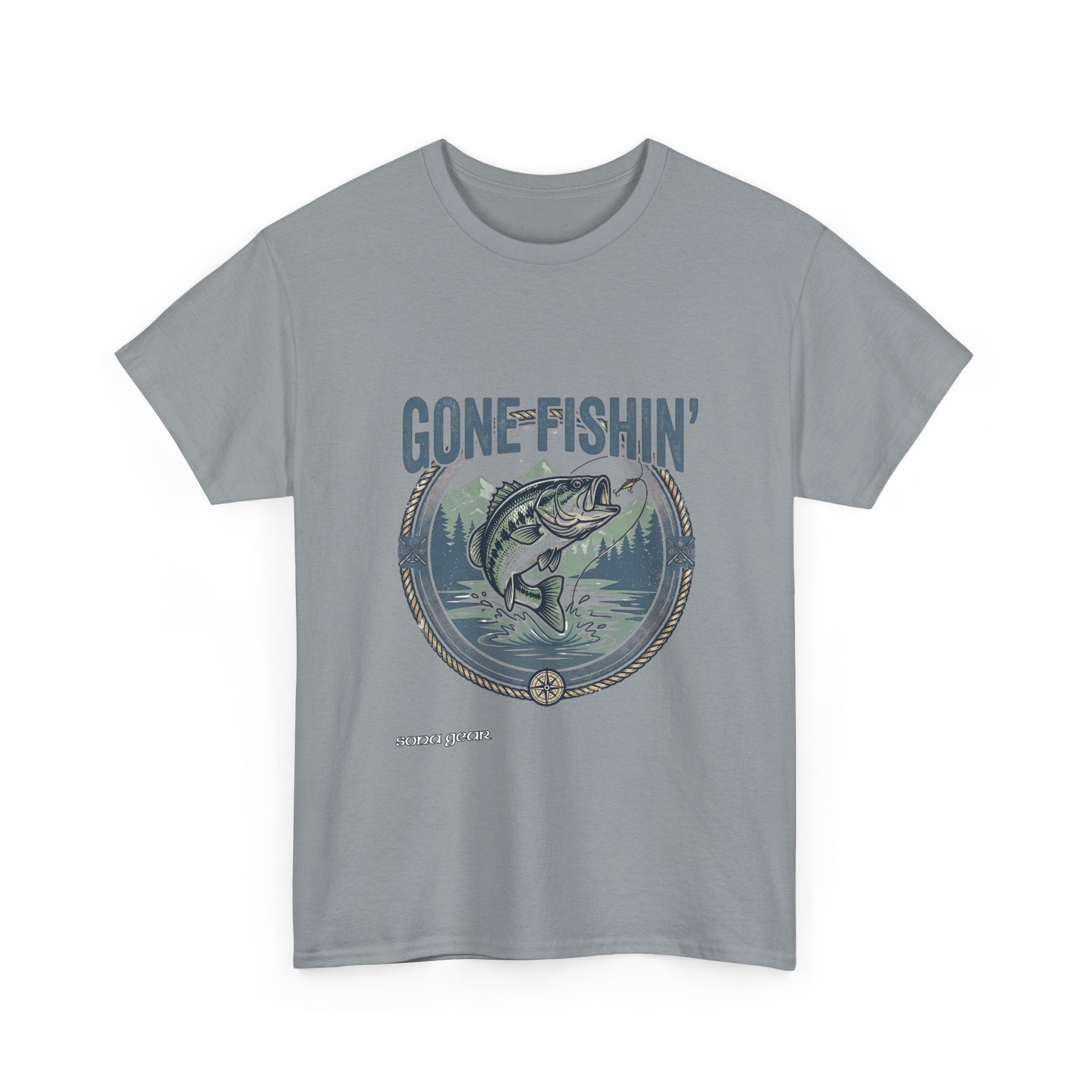 Gone Fishin' bass graphic Tee | Fishing shirt, outdoors lake design