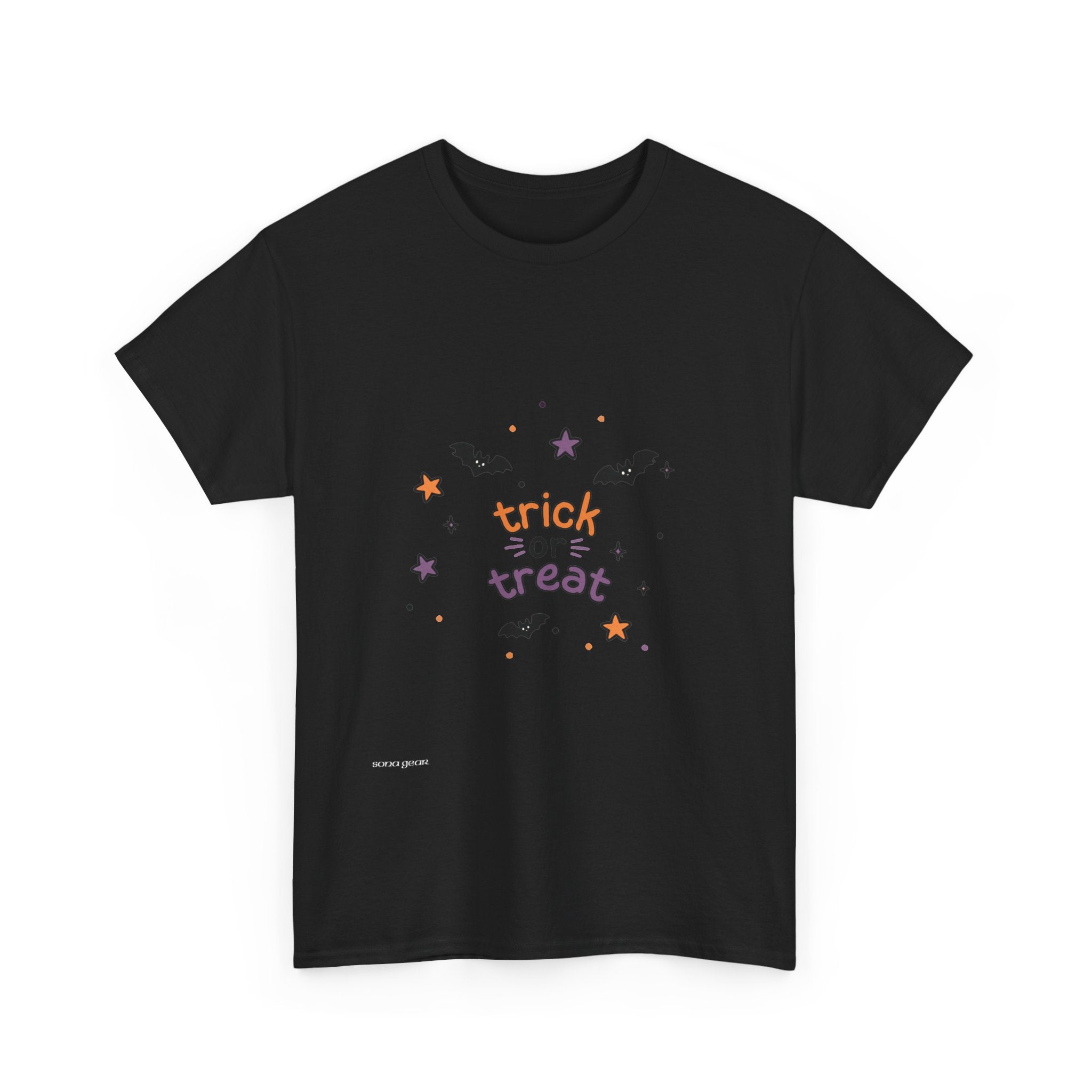 Halloween Trick or Treat T-Shirt — Cute Bat & Stars Graphic Tee