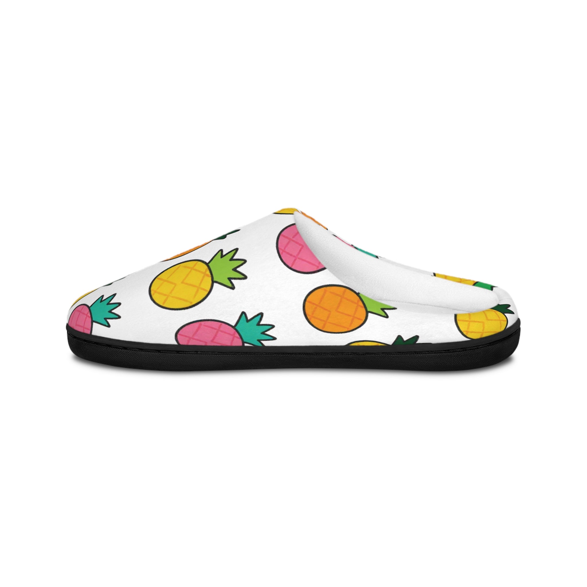 Pineapple Pattern Men’s Indoor Slippers — Colorful Tropical House Shoes