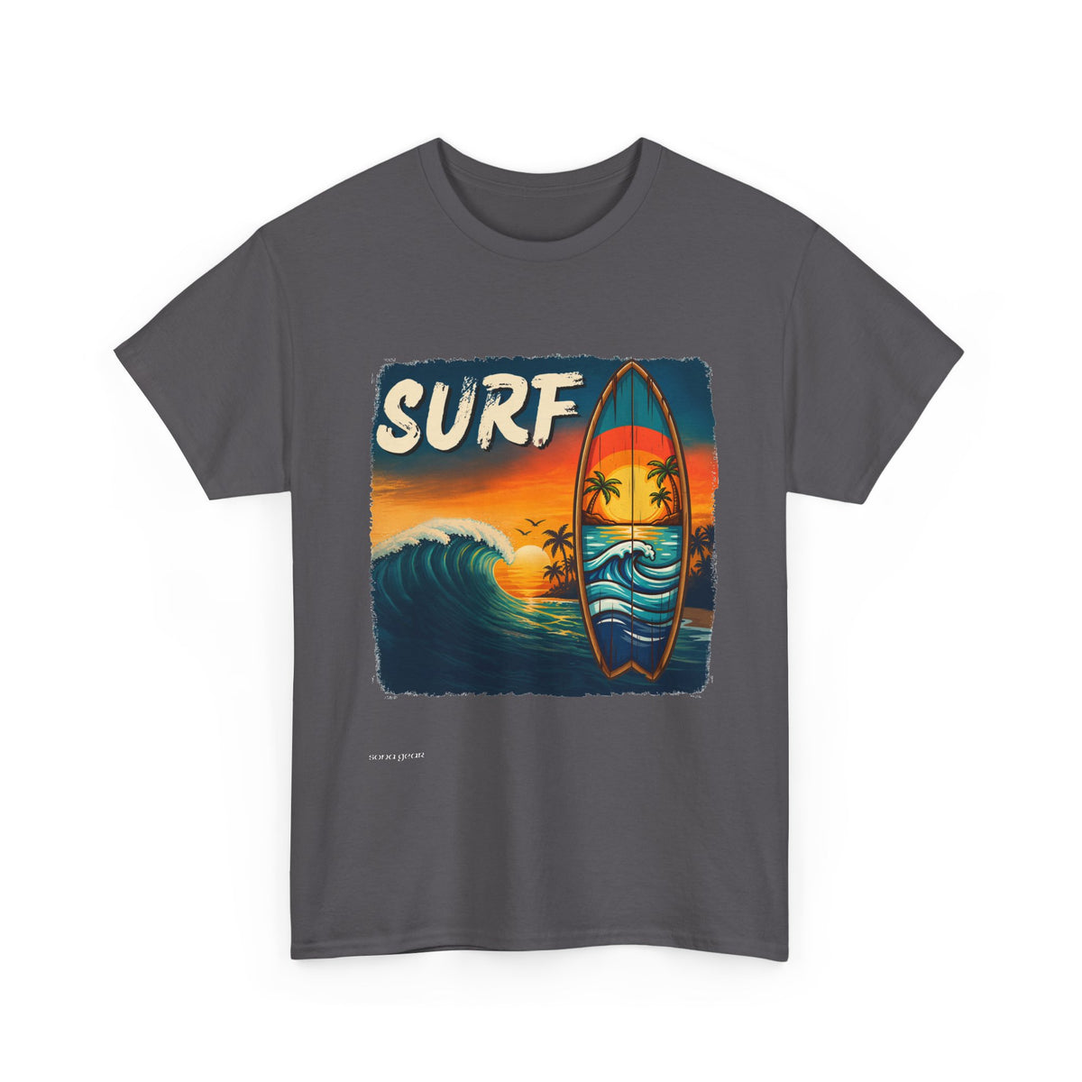 Sunset Surfboard Wave T-Shirt | Retro Surf Graphic Tee
