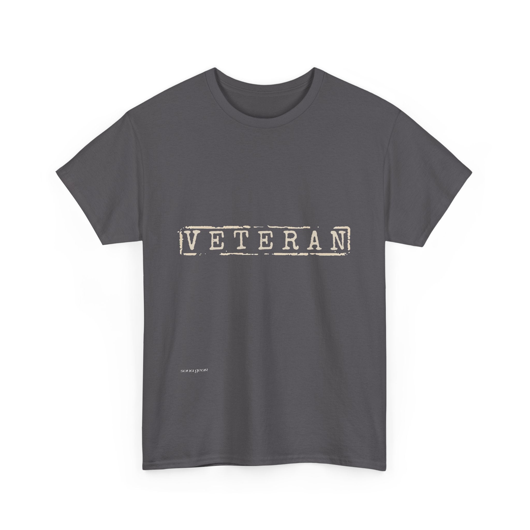 Veteran stamped text Tee | Military tribute, minimalist white shirt