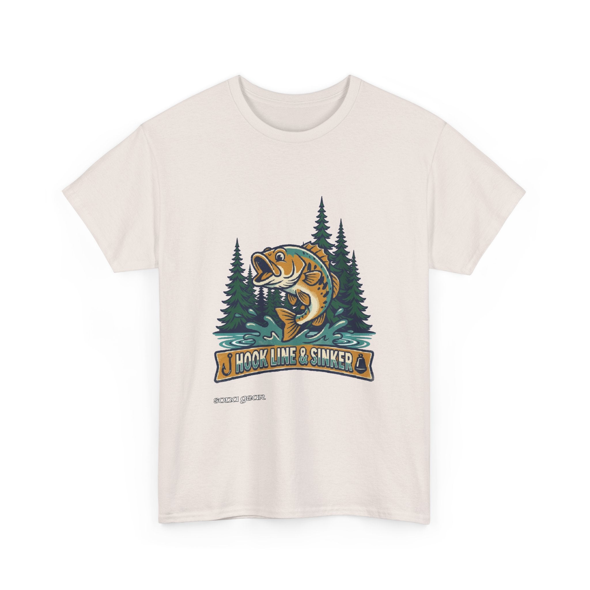Hook Line & Sinker Fish Design Tee | Fishing Bass River Trees Outdoors