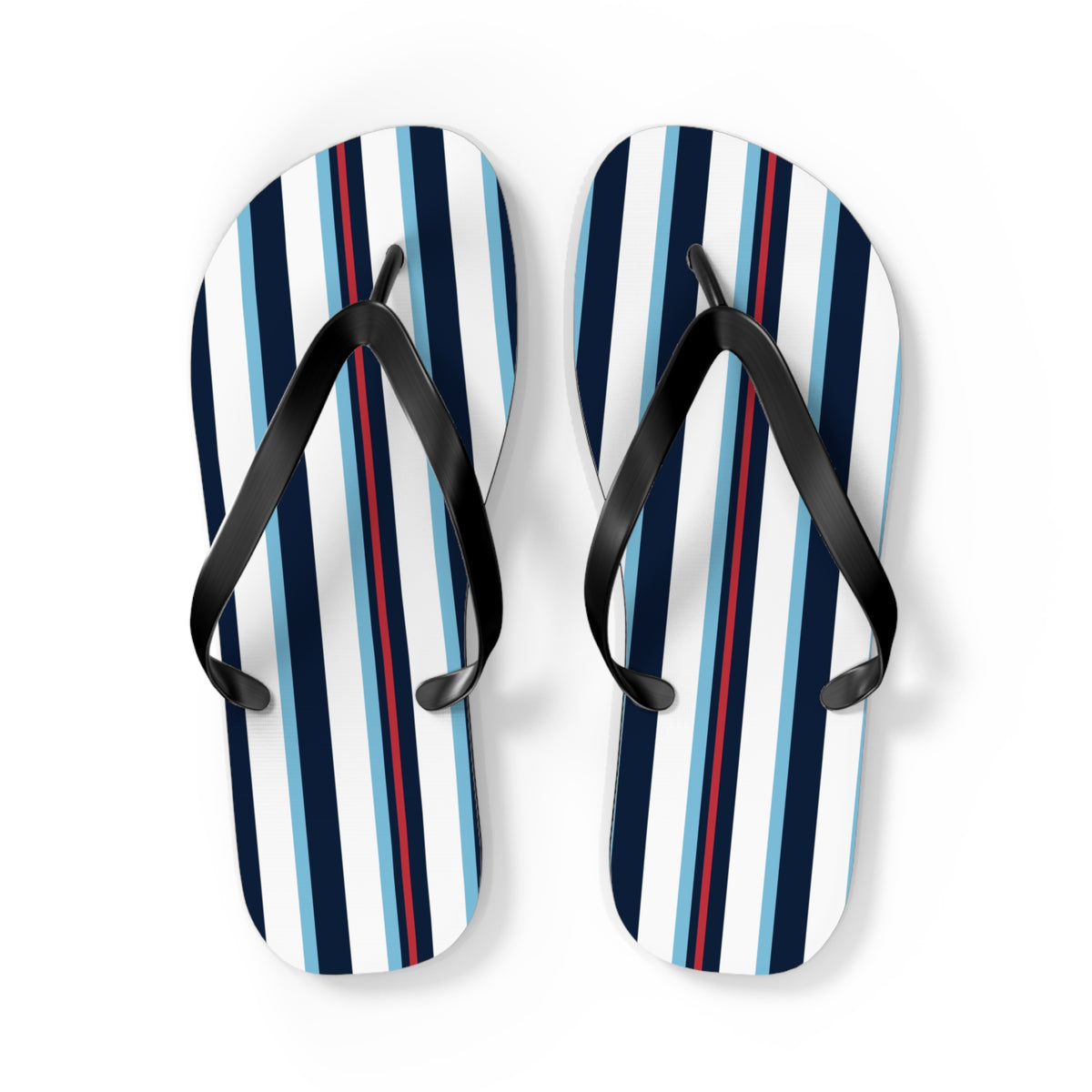 Navy & Red Striped Flip Flops – Beach Sandals with Classic Nautical Stripes