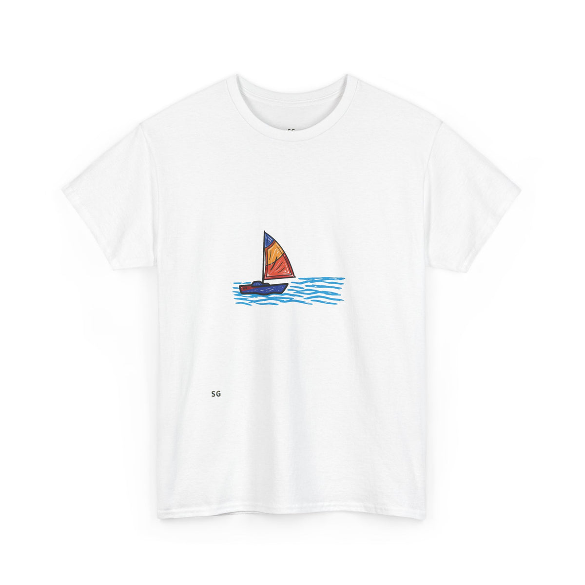 Sailboat Sketch Tee — Minimal Coastal Graphic T-Shirt