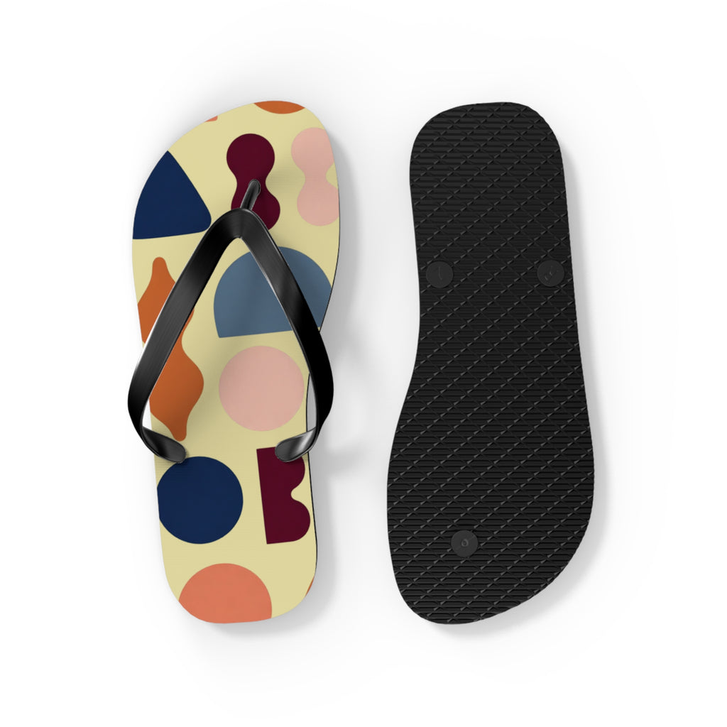 Abstract Colorblock Flip Flops – Retro Geometric Summer Sandals