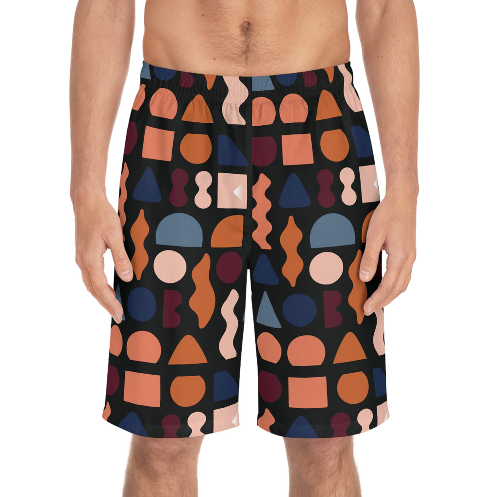 Copy of Copy of Retro Stripe Board Shorts — Men's Maroon Surf Trunks