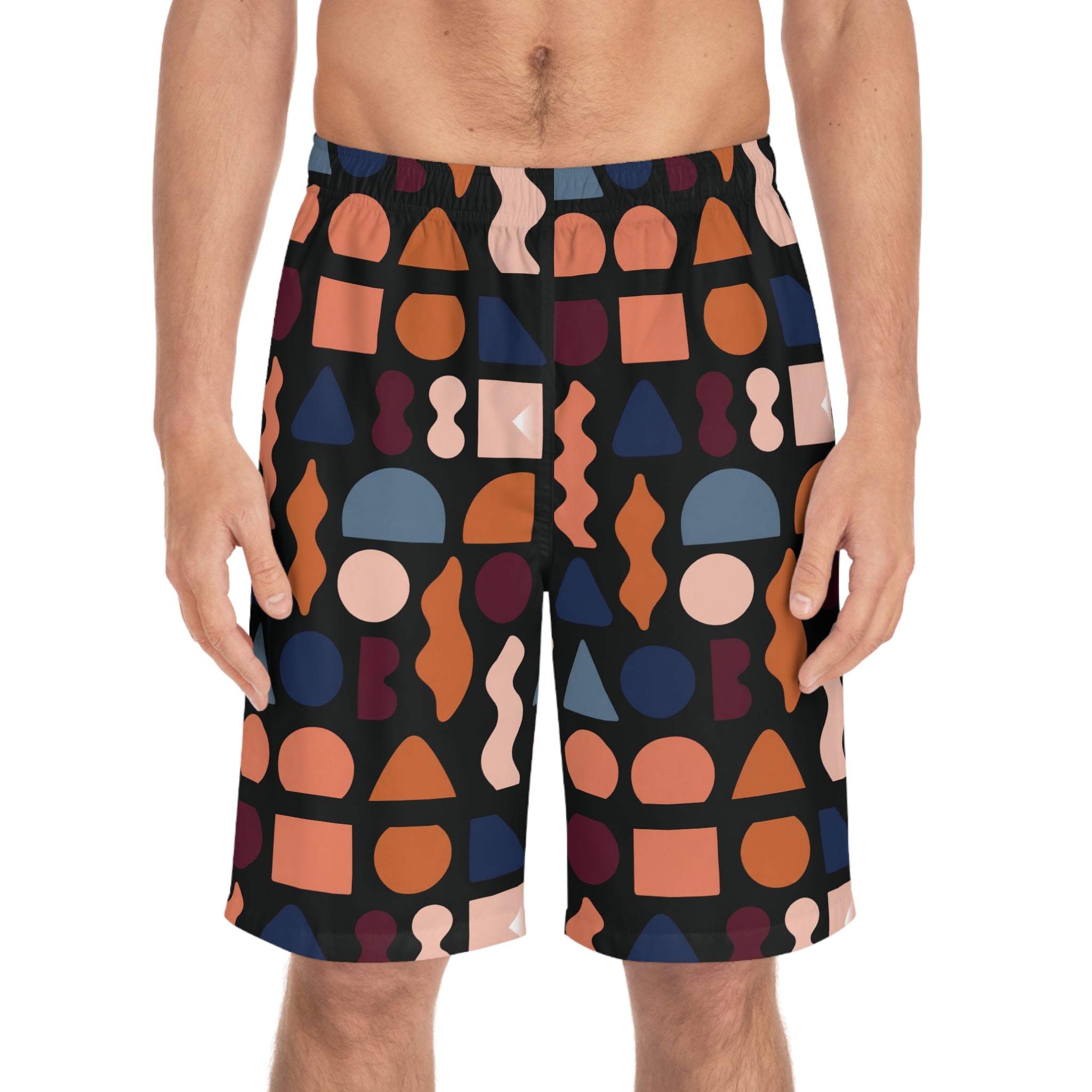 Copy of Copy of Retro Stripe Board Shorts — Men's Maroon Surf Trunks