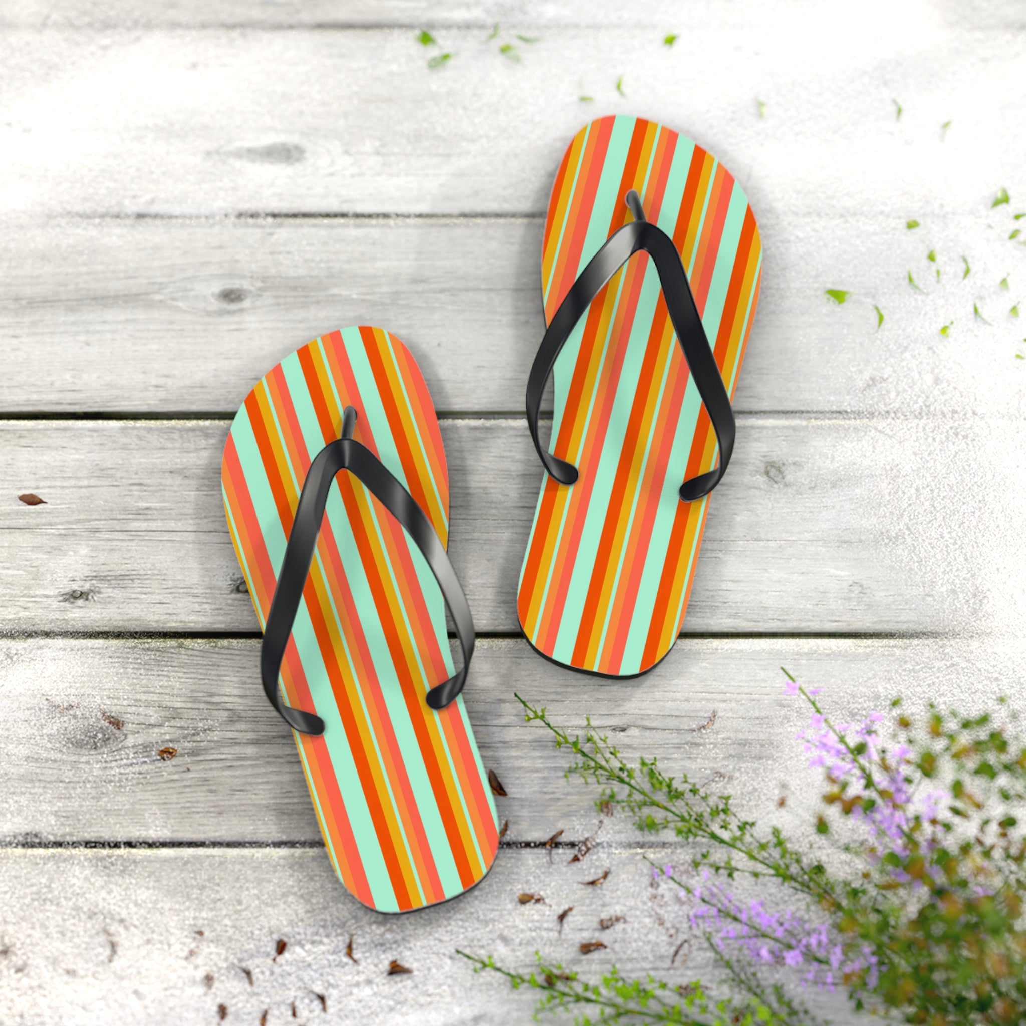 Retro Stripe Flip Flops – Colorful Beach Sandals