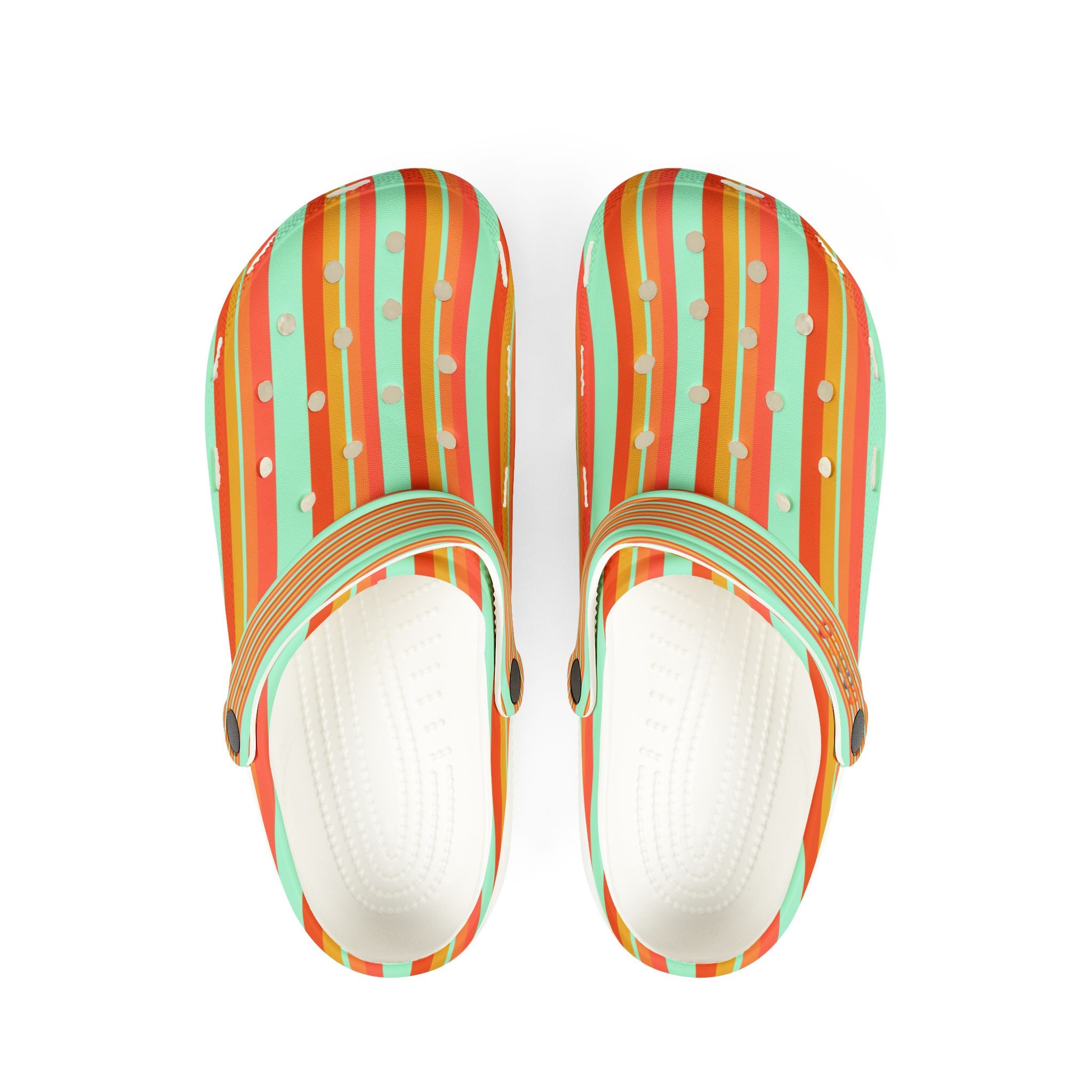Striped Summer Clogs — Colorful Orange & Mint EVA Foam Shoes