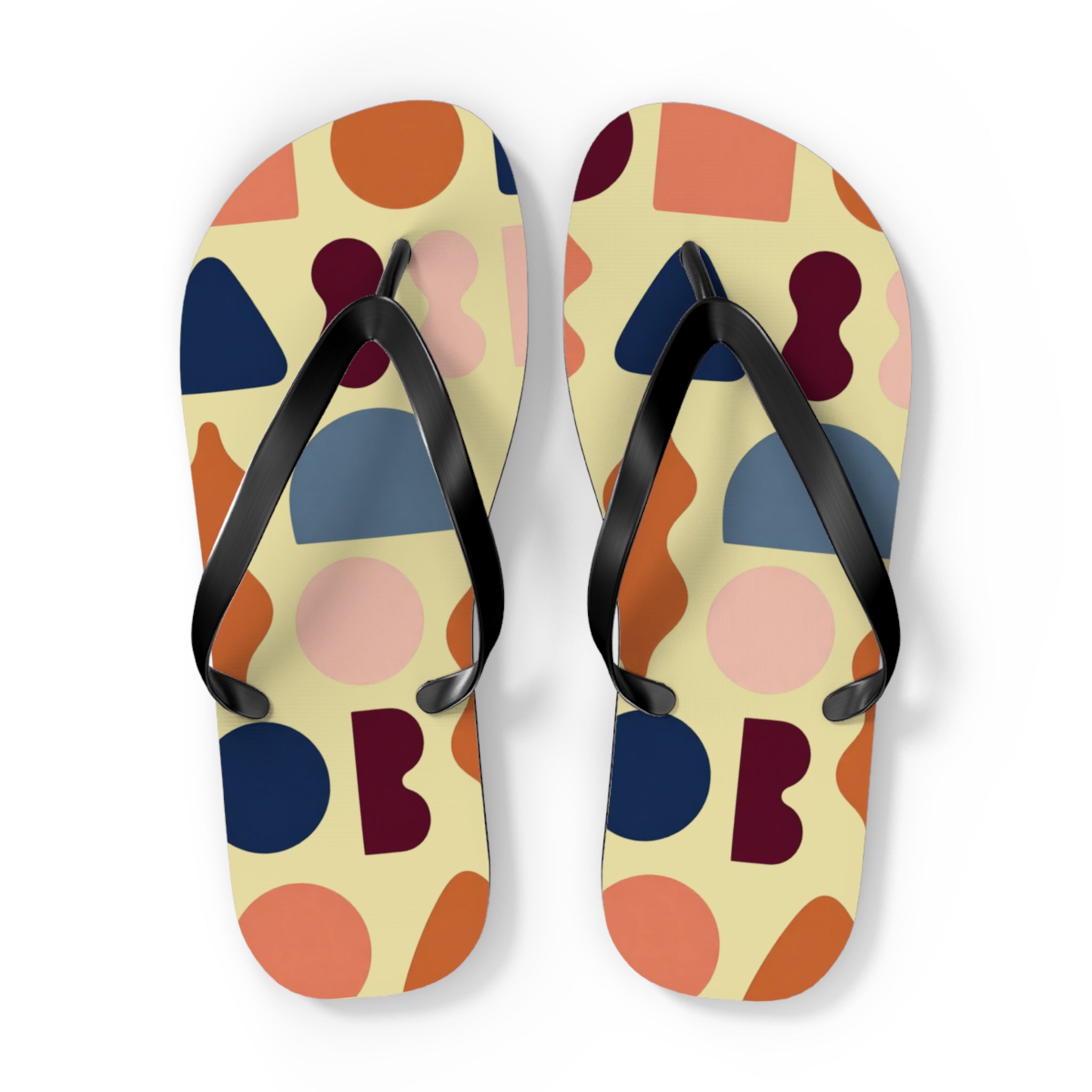 Abstract Colorblock Flip Flops – Retro Geometric Summer Sandals