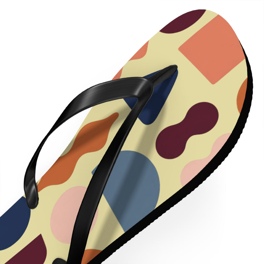 Abstract Colorblock Flip Flops – Retro Geometric Summer Sandals