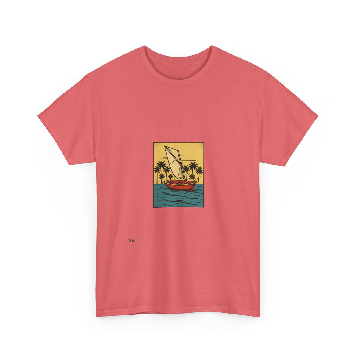Sailboat Sunset T‑Shirt — Tropical Palm Beach Graphic Tee