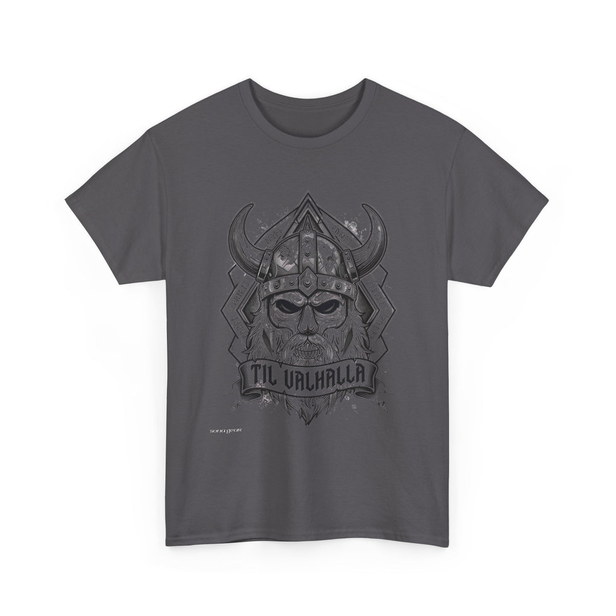Viking Skull Helmet 'Til Valhalla T-Shirt | Norse Warrior Tee