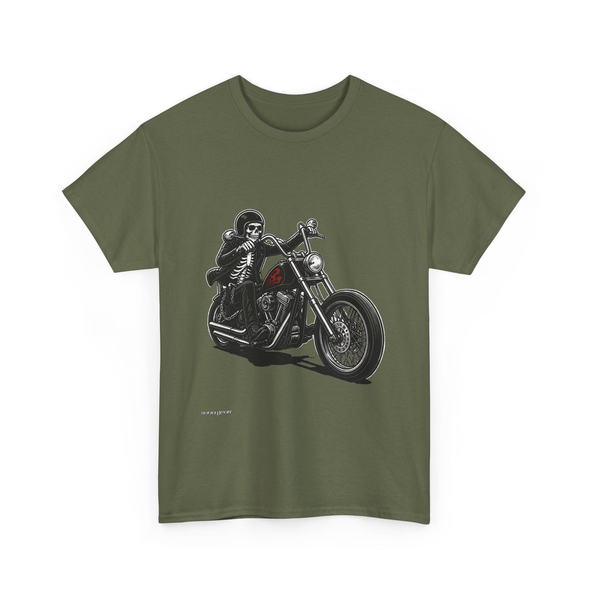Skeleton Biker Motorcycle Tee | Skull Rider Graphic T-Shirt