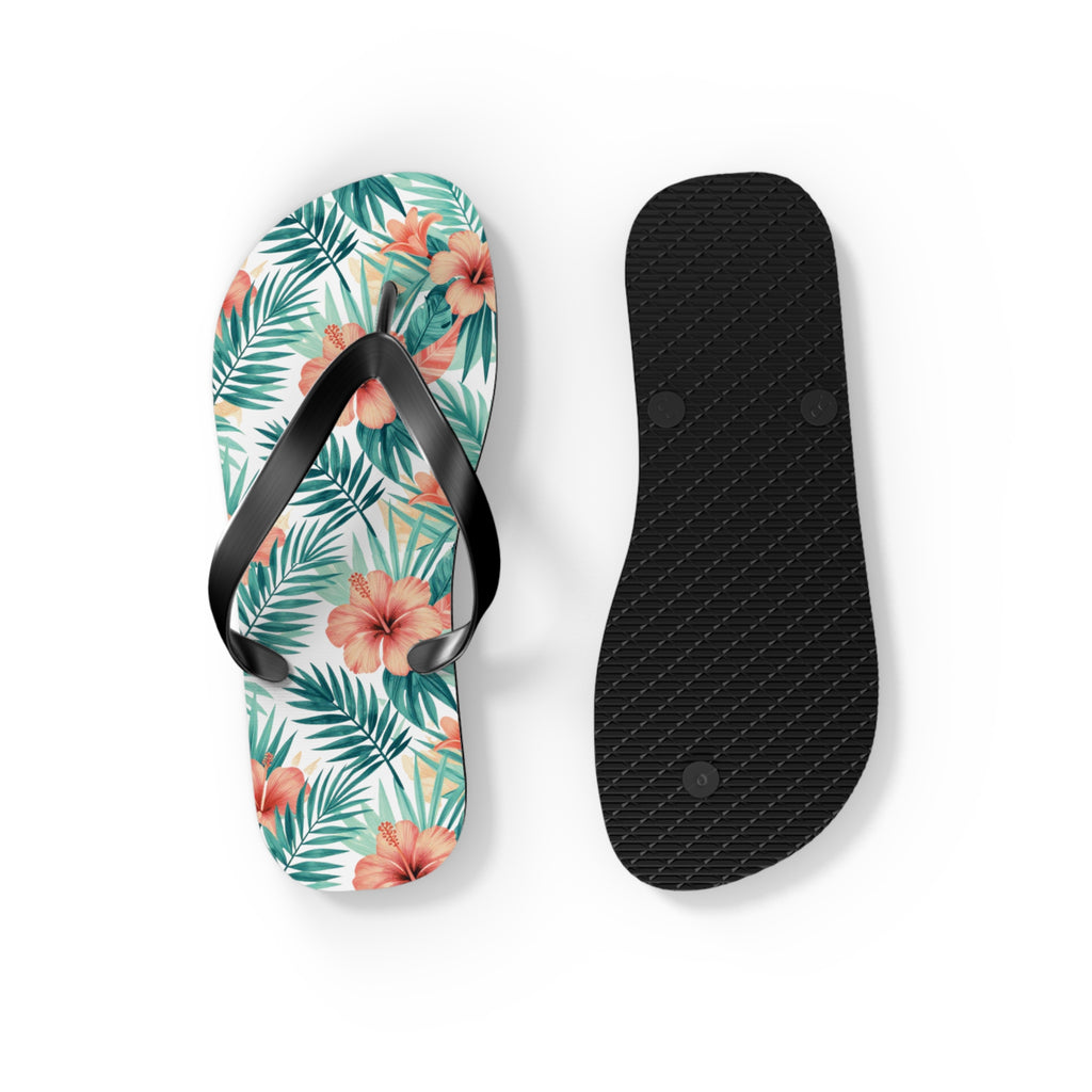 Tropical Hibiscus Flip Flops — Floral Palm Beach Sandals