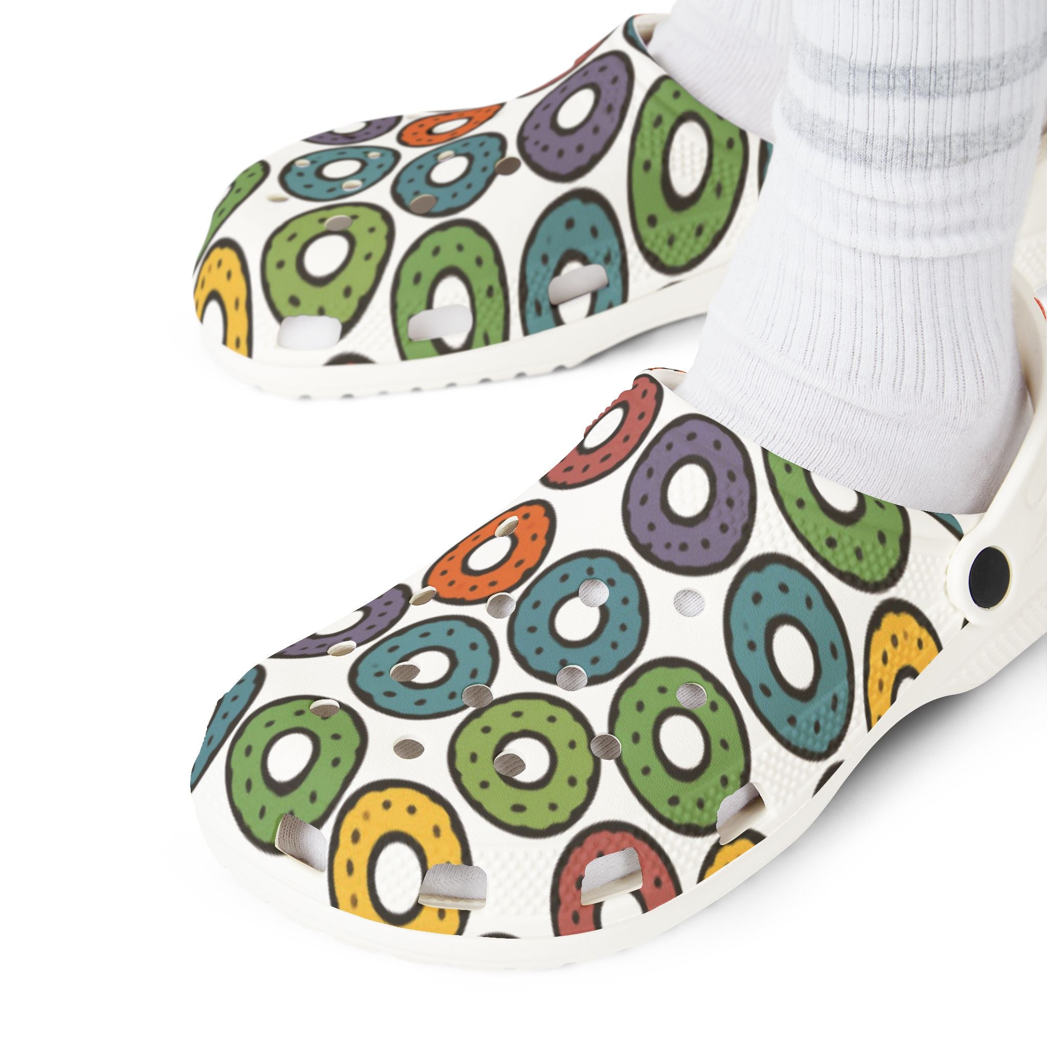 Donut Pattern EVA Foam Clogs — Colorful Sprinkle Slip‑Ons