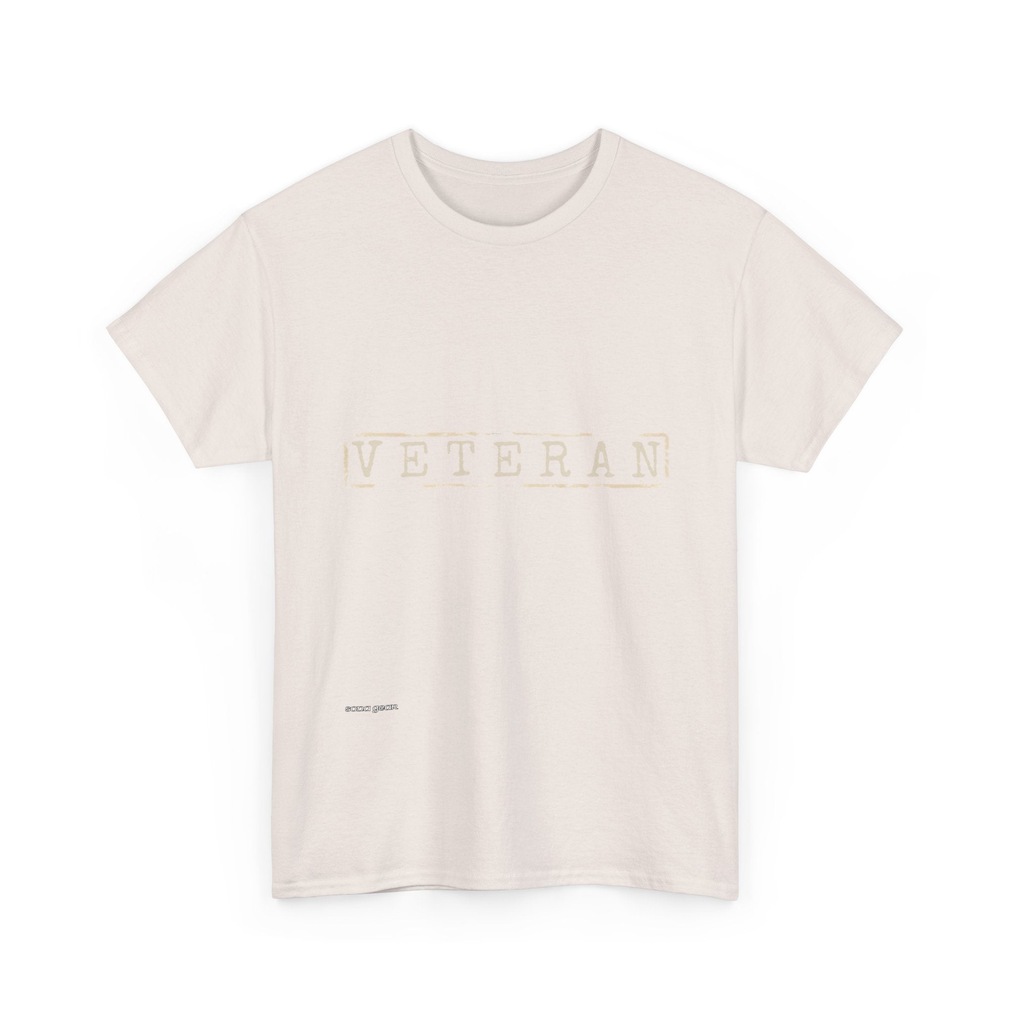 Veteran stamped text Tee | Military tribute, minimalist white shirt