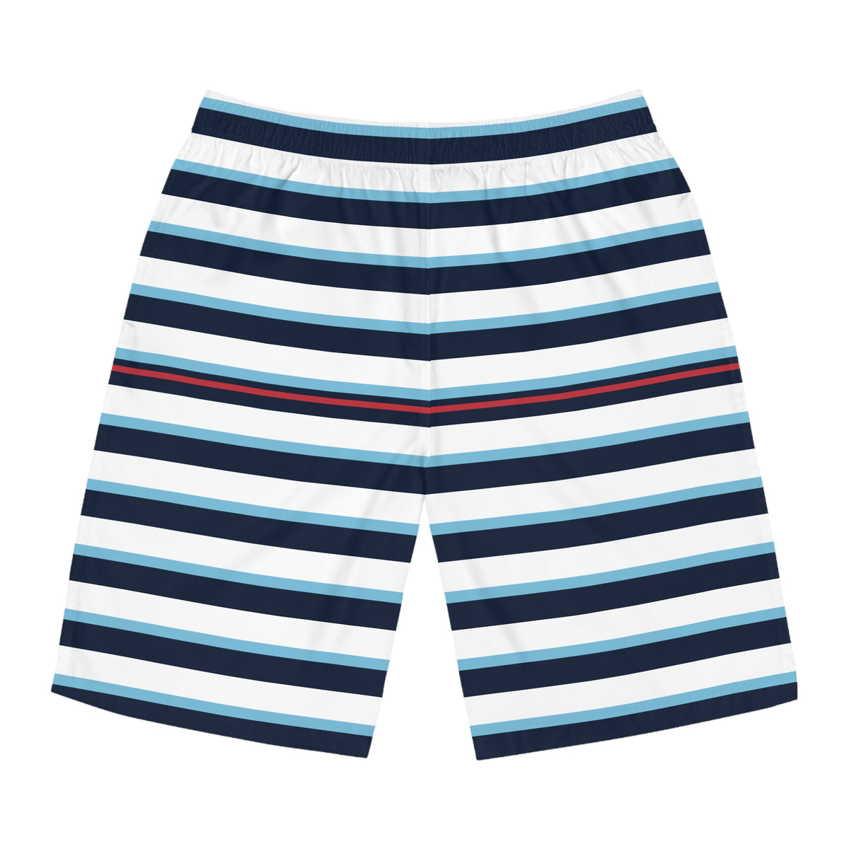 Nautical Striped Men's Board Shorts — Blue & White Swim Trunks