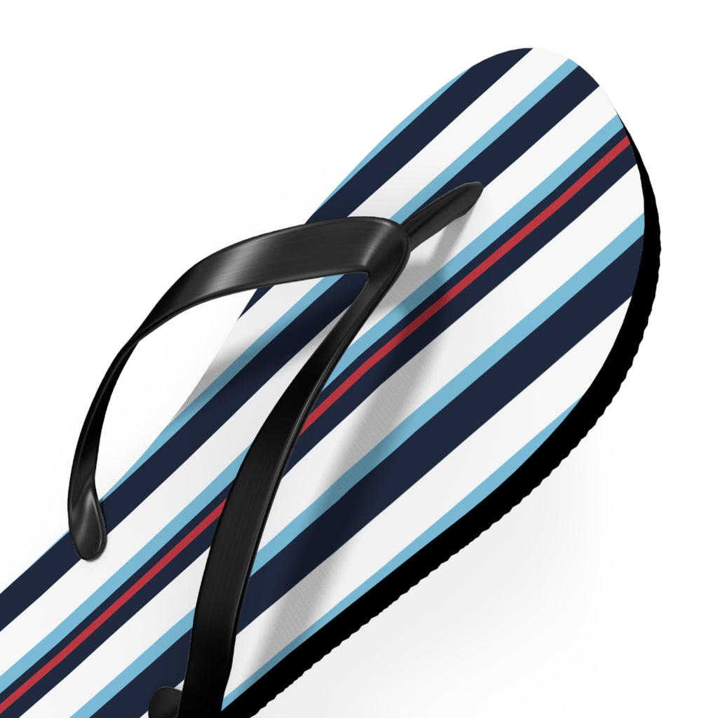 Navy & Red Striped Flip Flops – Beach Sandals with Classic Nautical Stripes