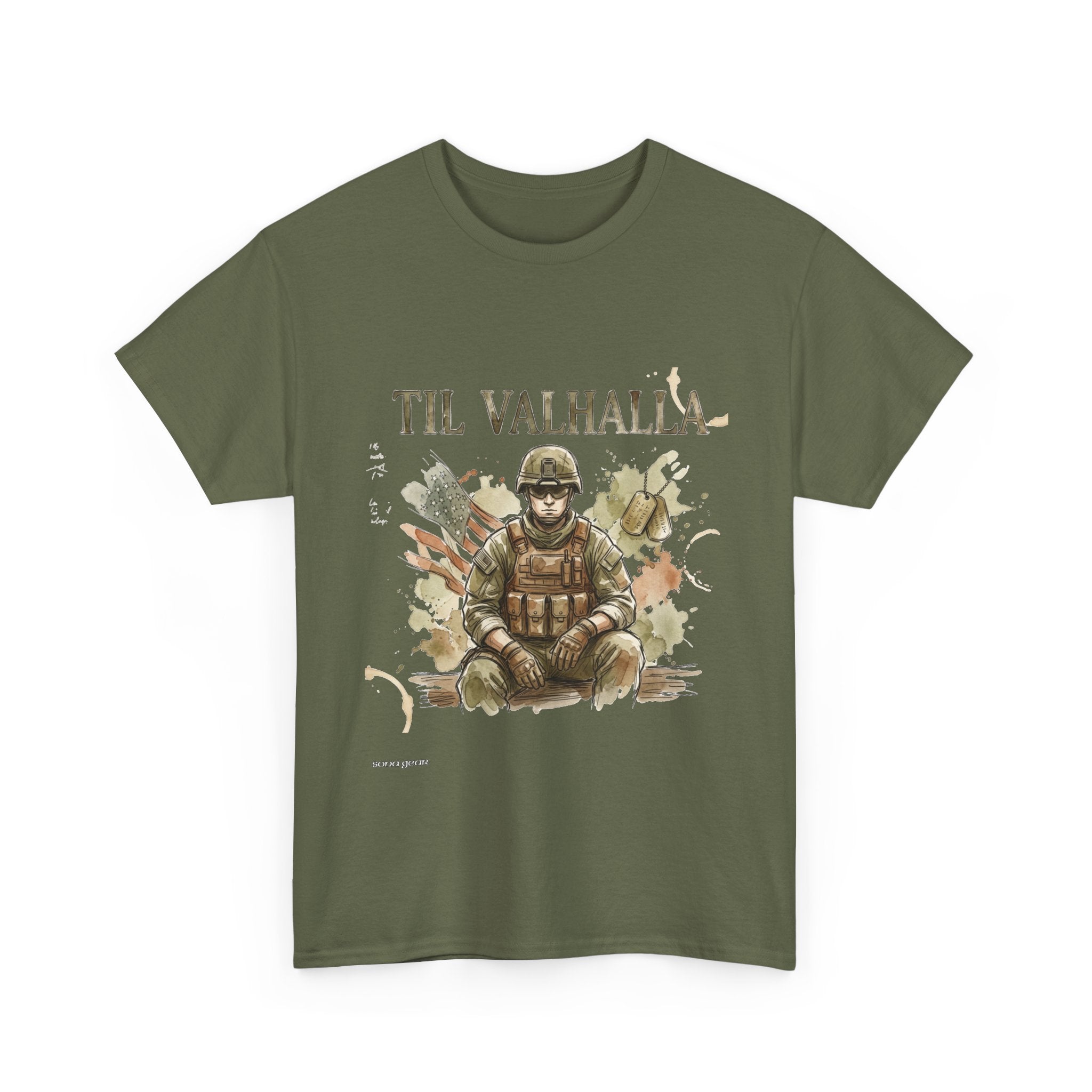 Til Valhalla Soldier Tee | Military Veteran Tribute, Armor Illustration