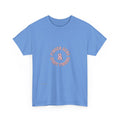 Retro Pink & Blue Badge T-Shirt — "Finger Guns and Spirit Fingers" Graphic Tee