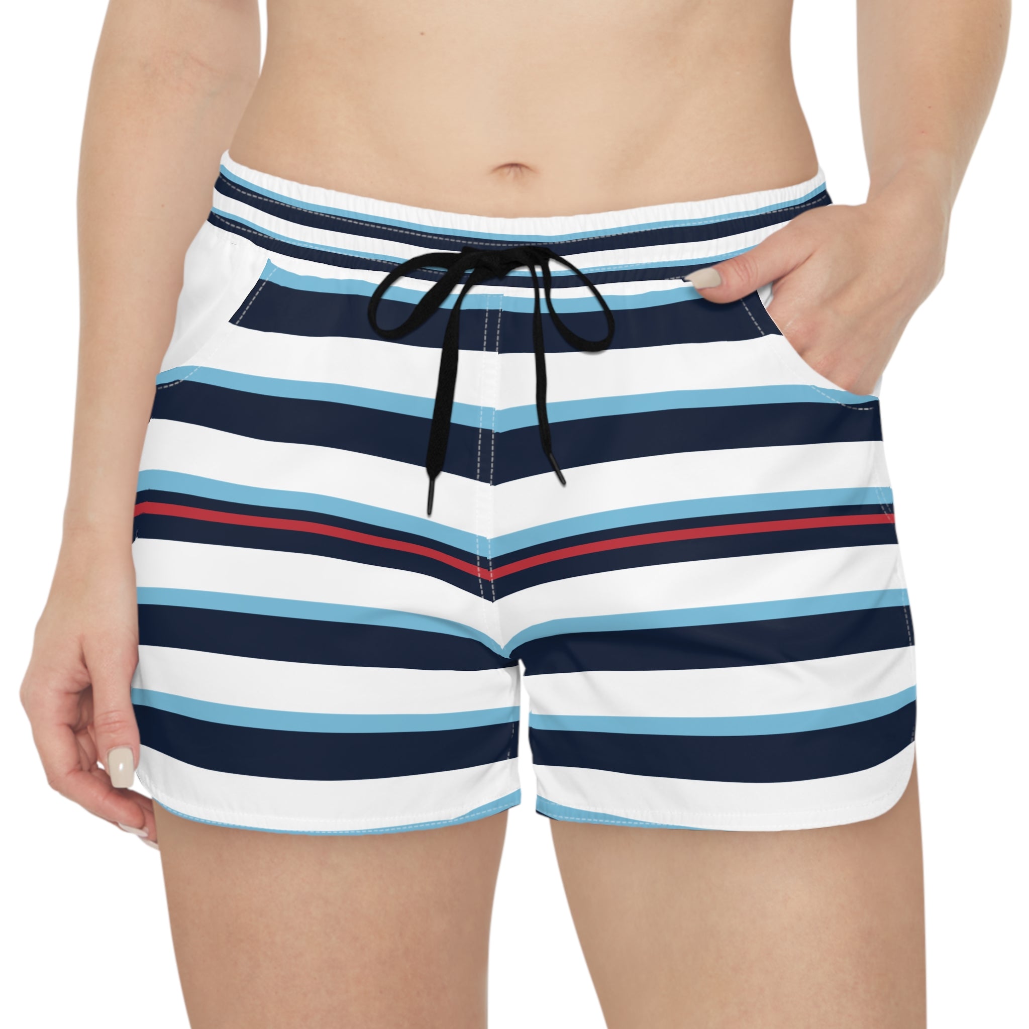 Striped Nautical Summer Shorts — Women's Casual Beach Lounge Shorts