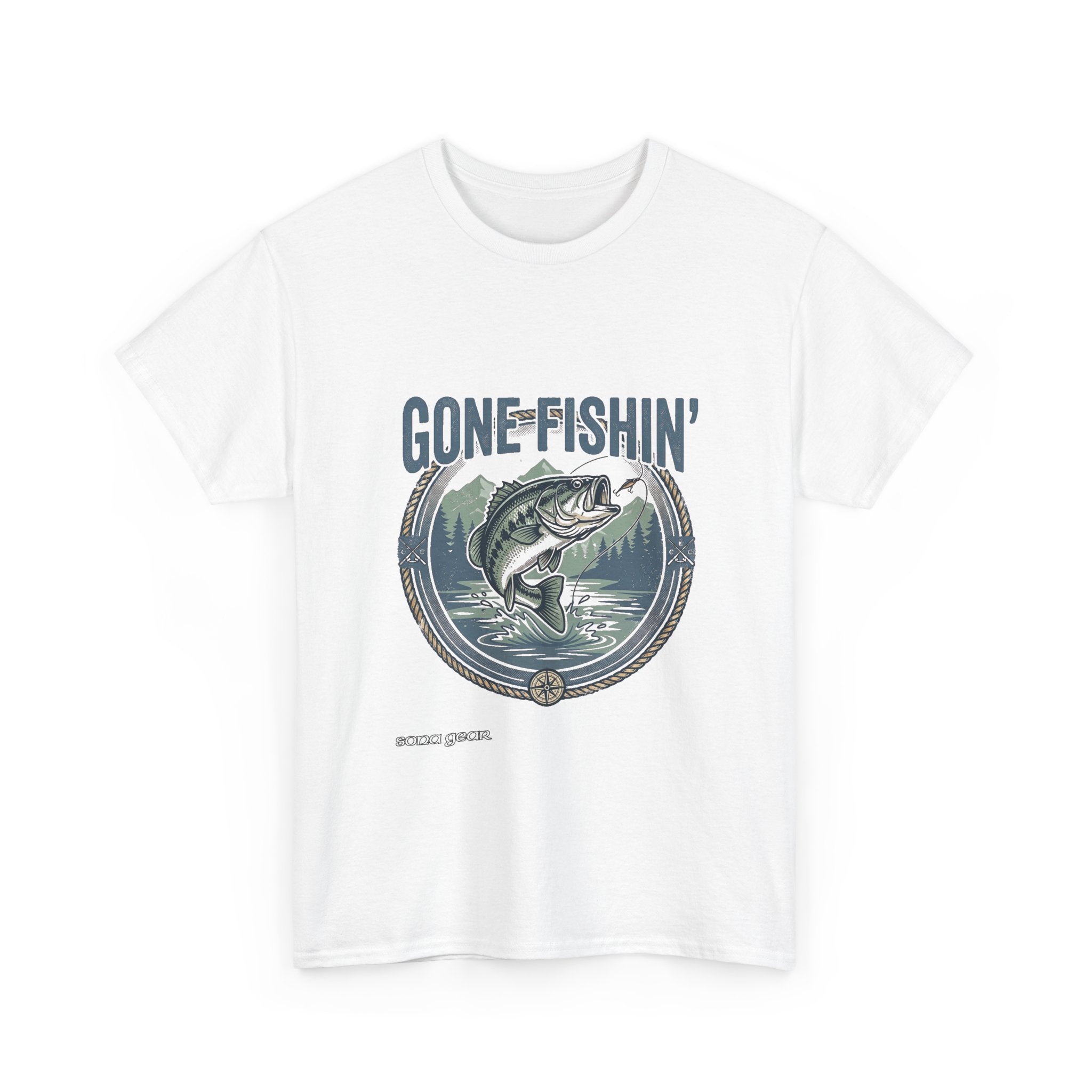Gone Fishin' bass graphic Tee | Fishing shirt, outdoors lake design