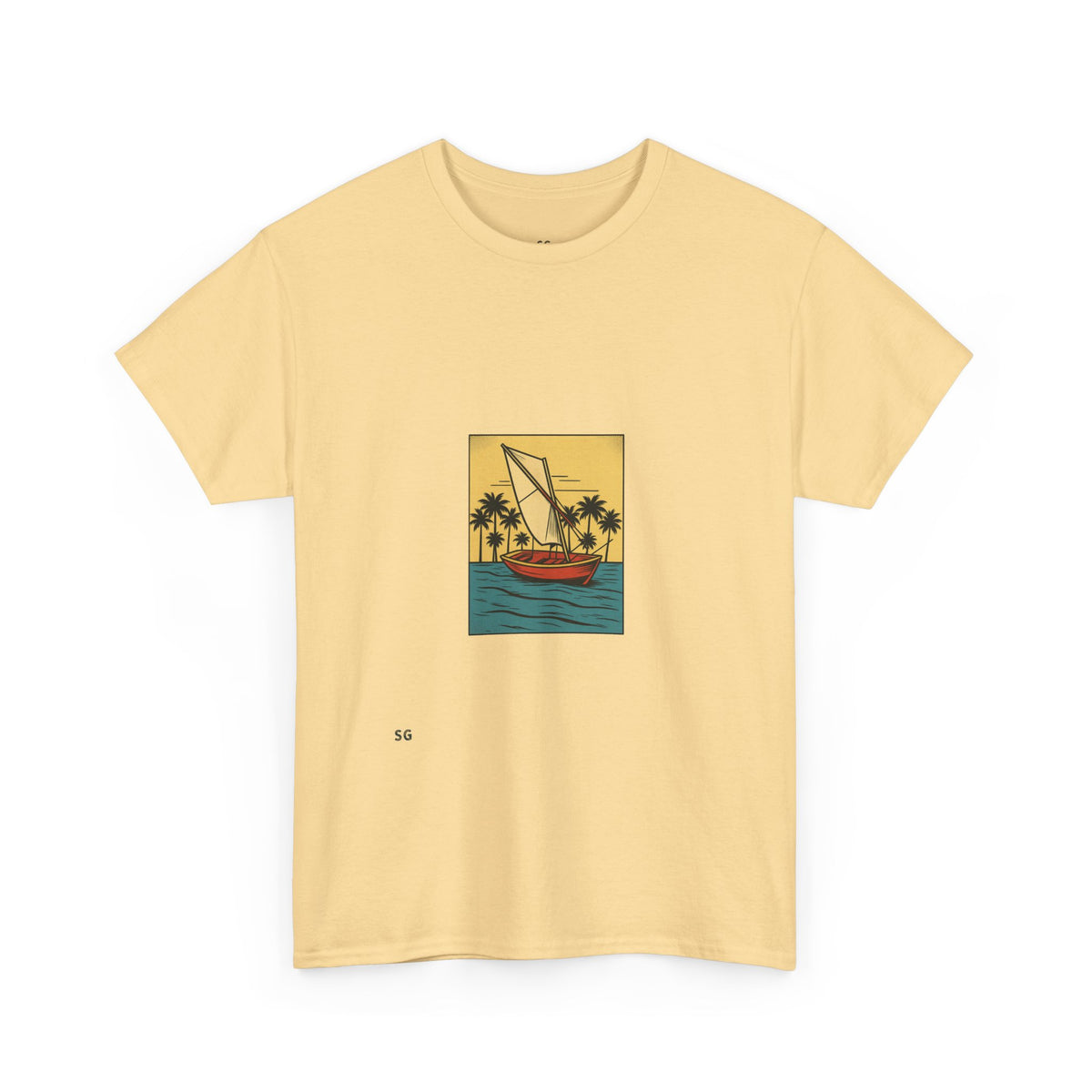 Sailboat Sunset T‑Shirt — Tropical Palm Beach Graphic Tee