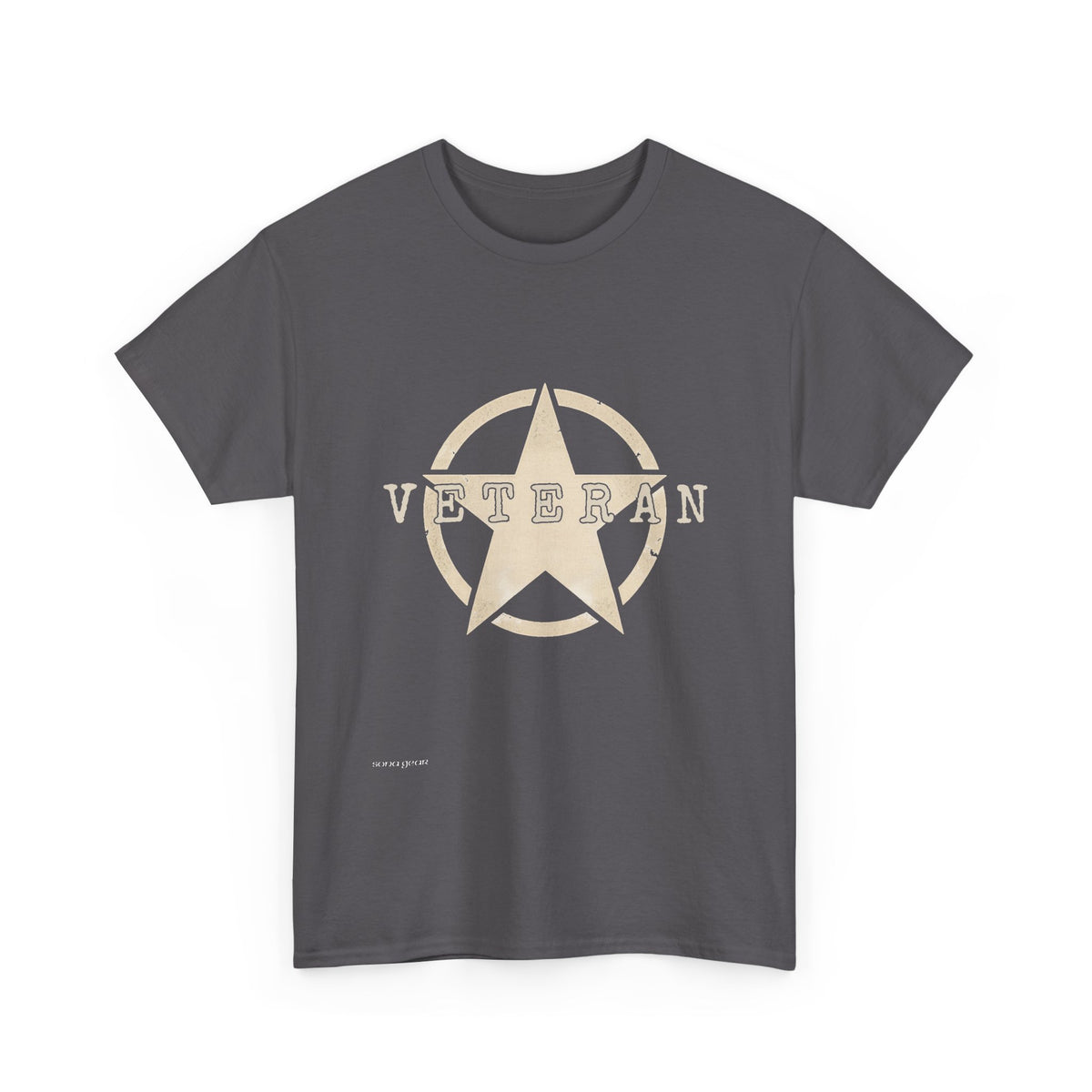 Vintage Star Emblem Tee | Distressed Beige Military Star Design