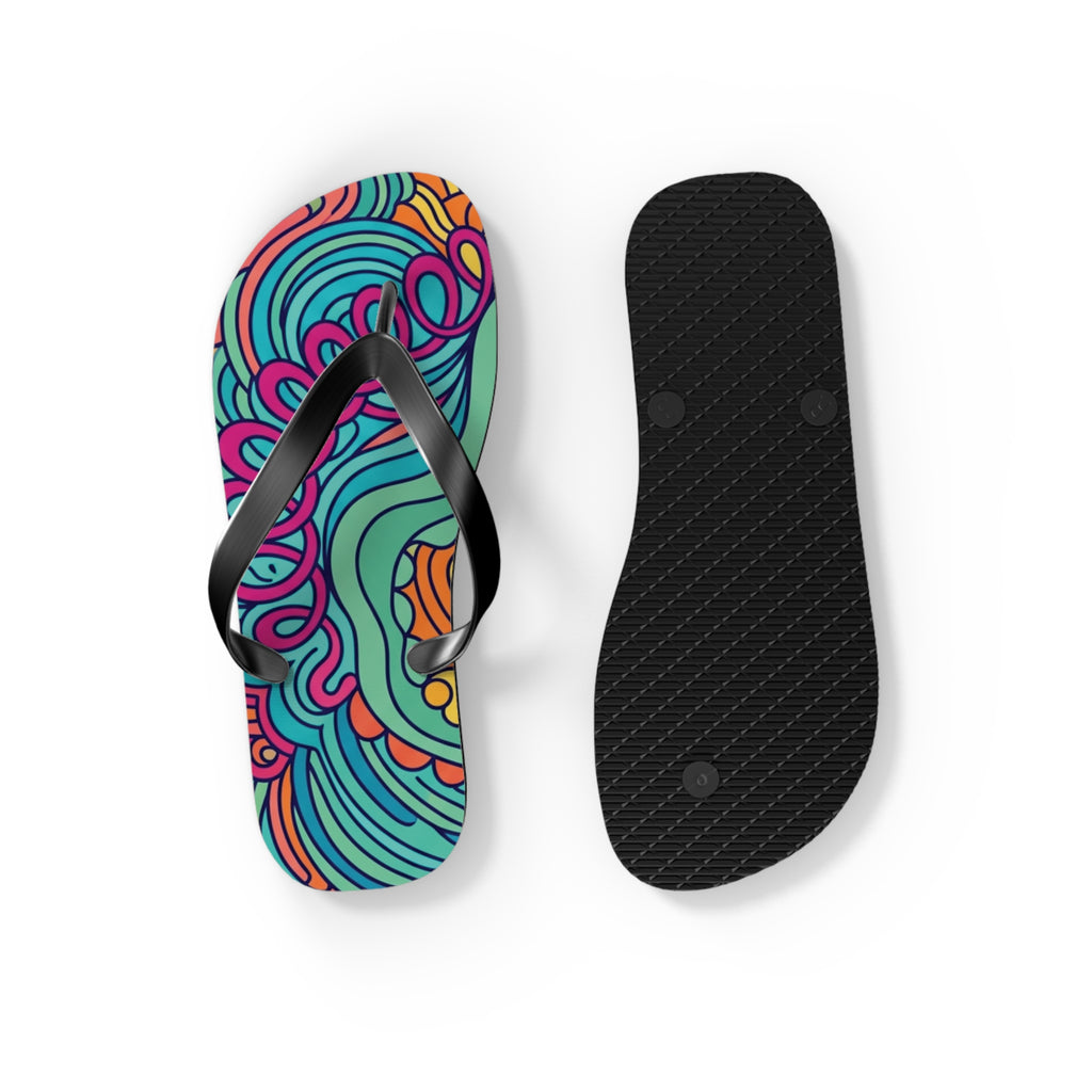 Colorful Swirl Flip Flops — Vibrant Abstract Beach Sandals