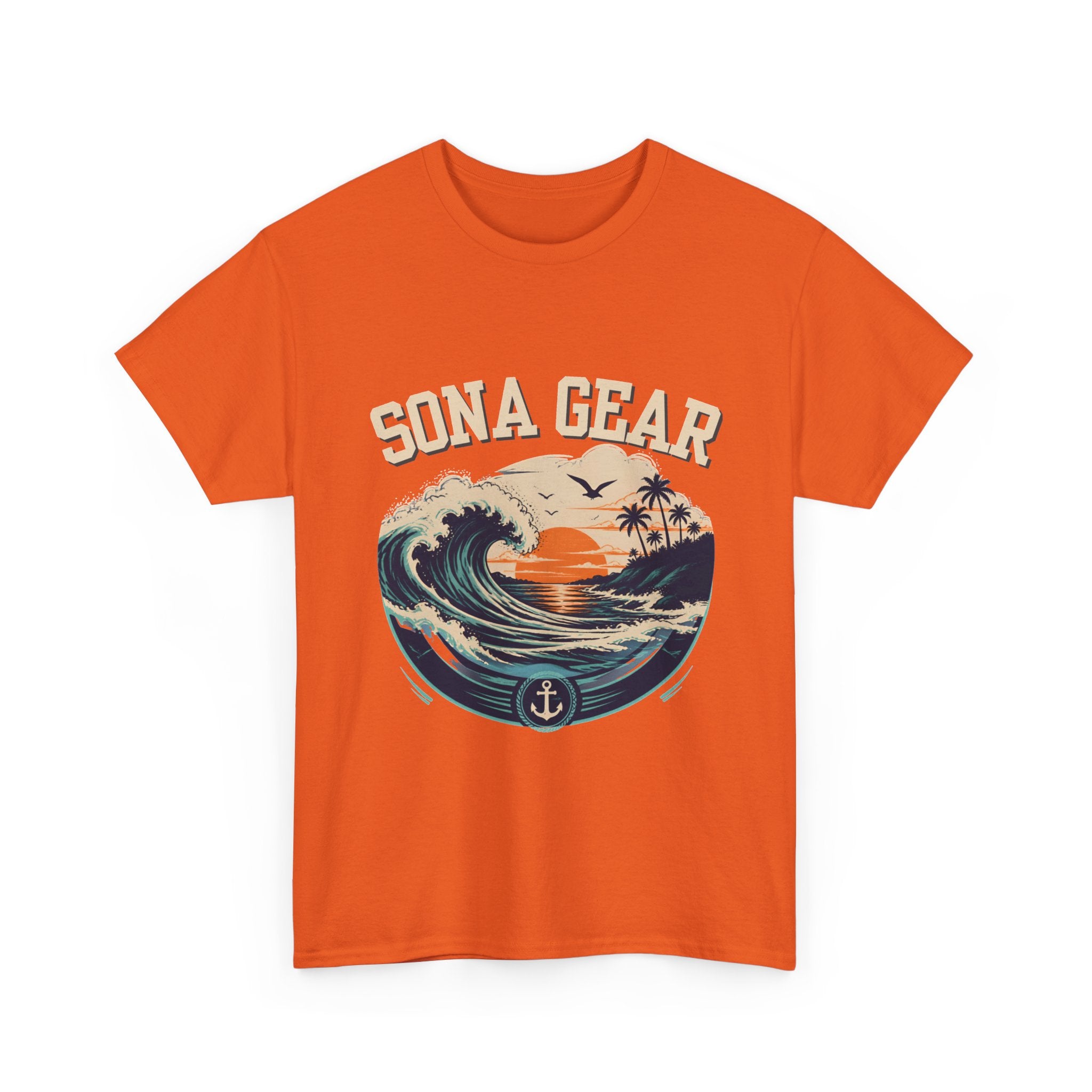 Sunset Wave Anchor graphic Tee | Sona Gear nautical surf shirt